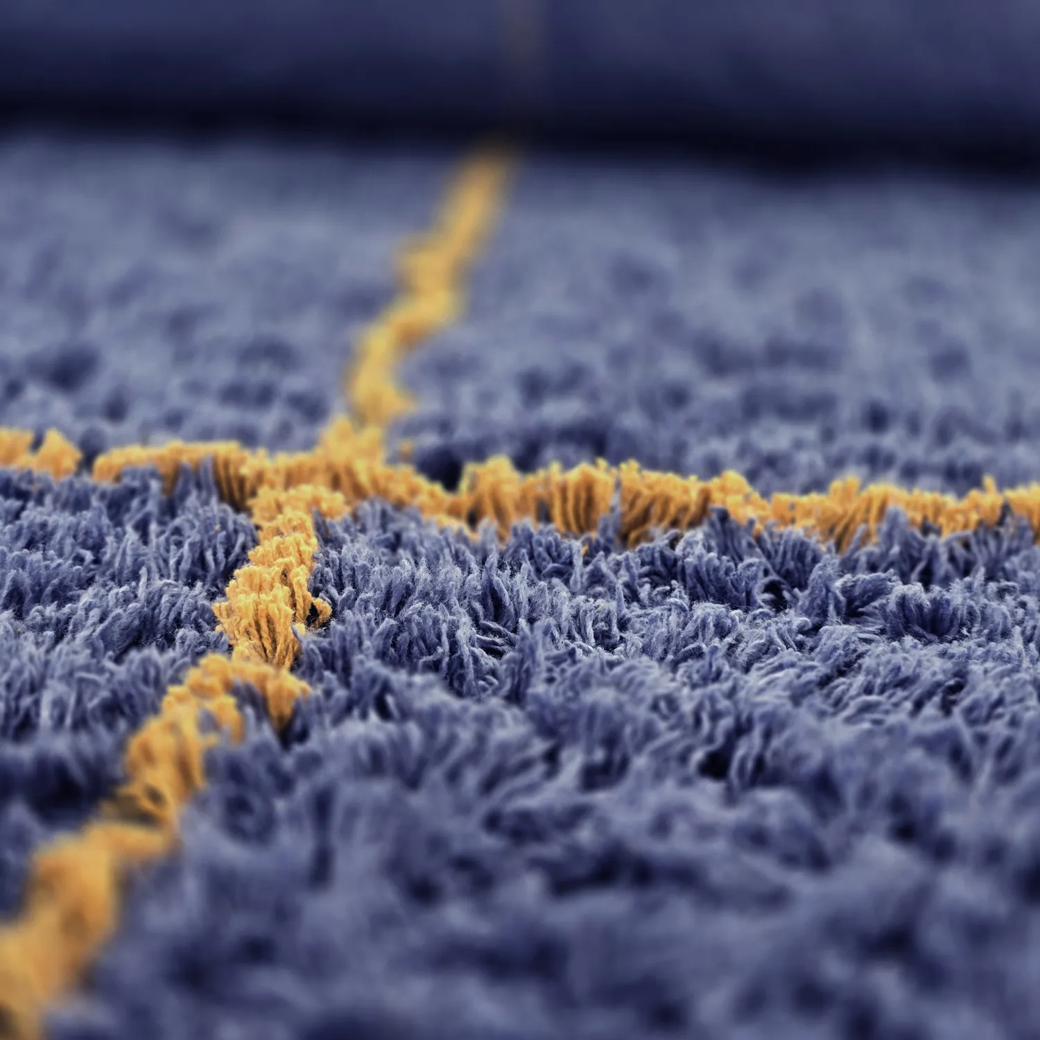 Rund Matta - Lana Natural Cotton Shaggy (blå/gul)