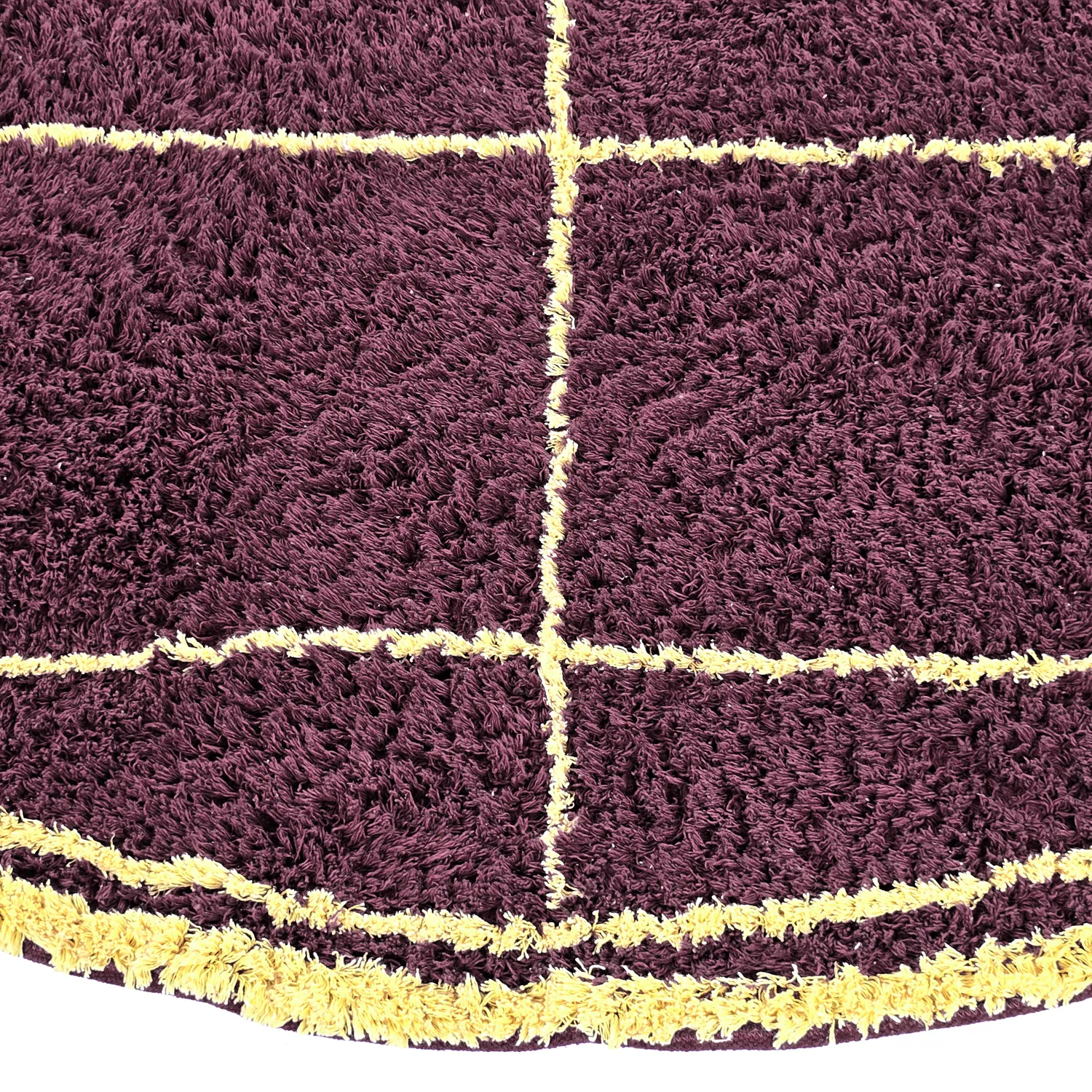Rund Matta - Lana Natural Cotton Shaggy (vinröd/gul)