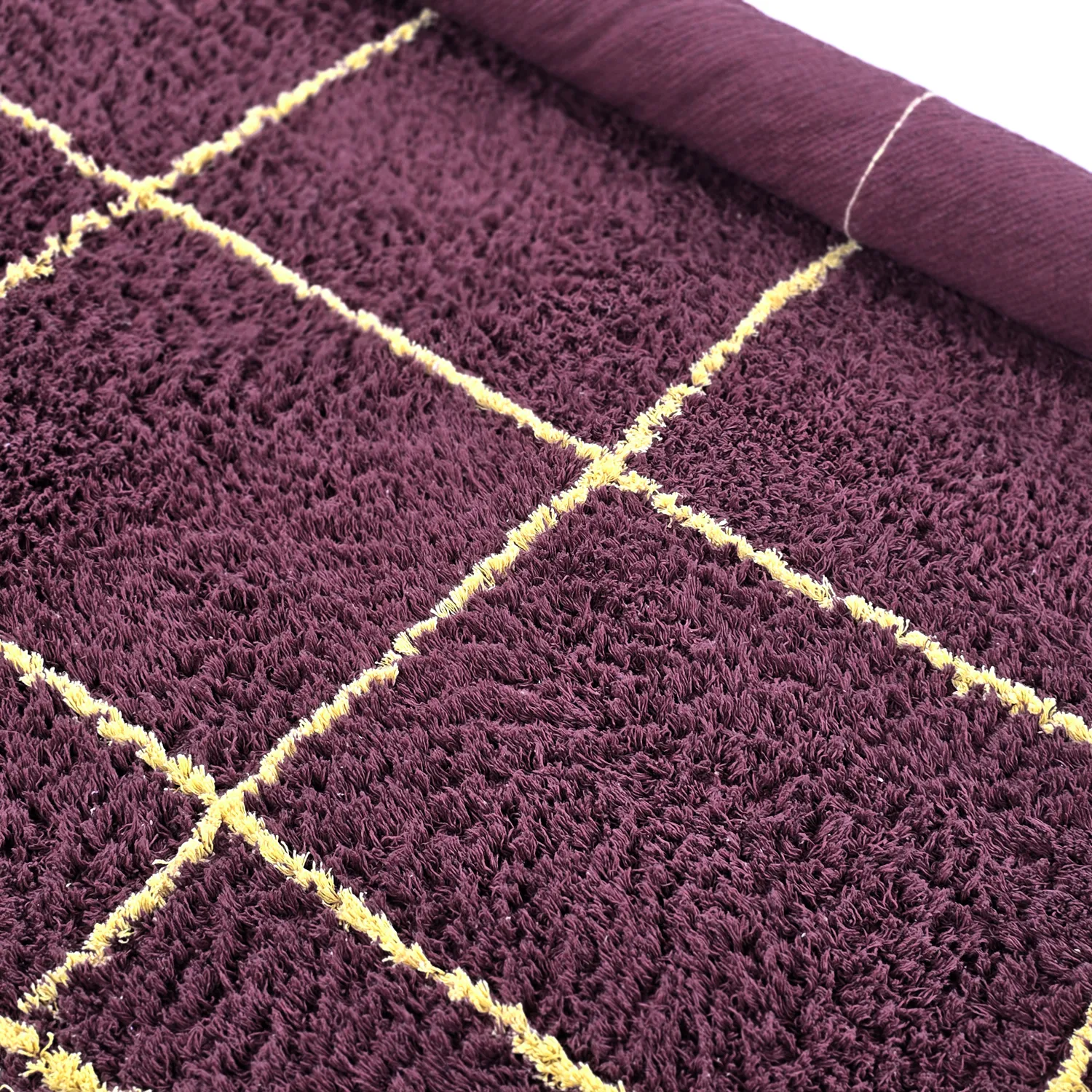Rund Matta - Lana Natural Cotton Shaggy (vinröd/gul)