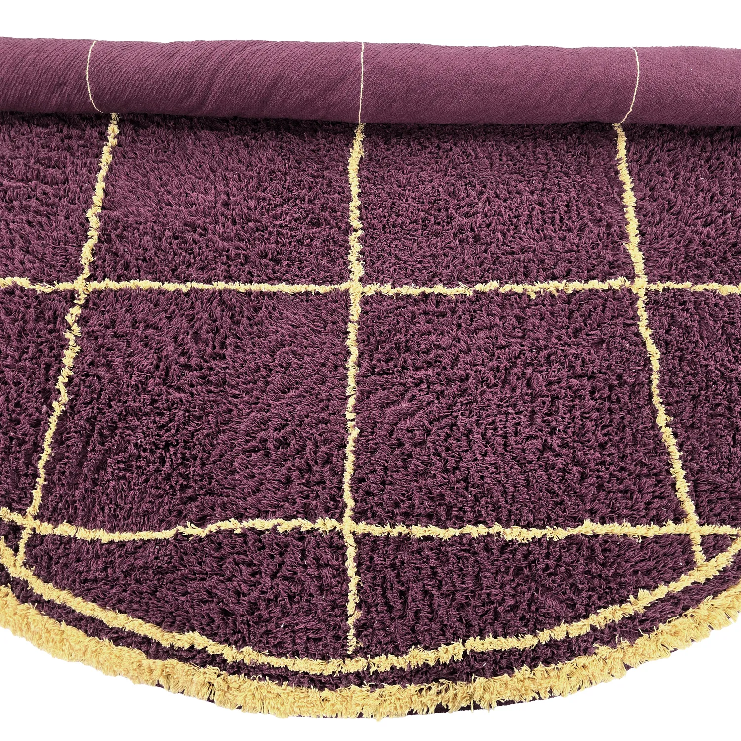 Rund Matta - Lana Natural Cotton Shaggy (vinröd/gul)