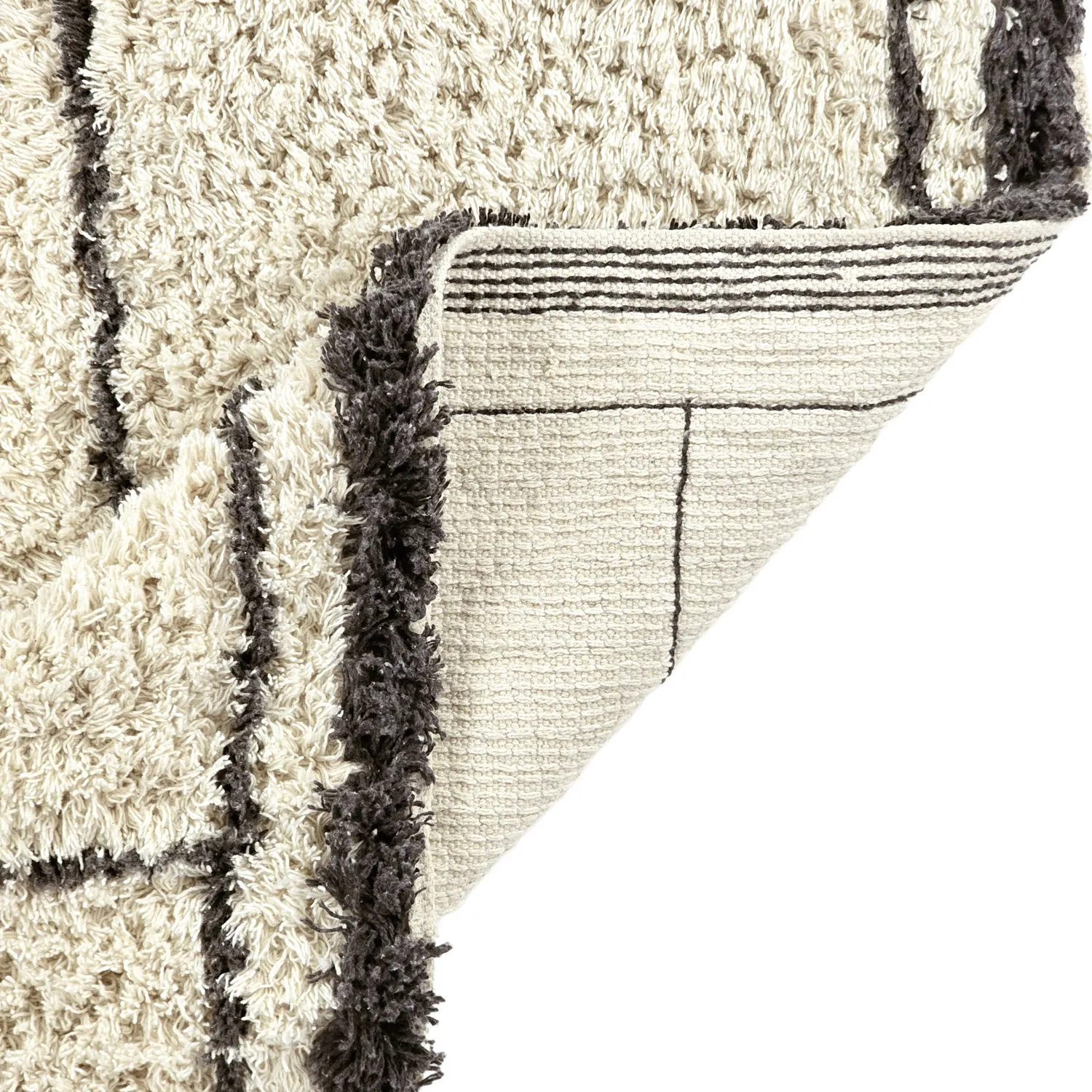 Ryamattor - Lana Natural Cotton Shaggy (creme/mörkgrå)