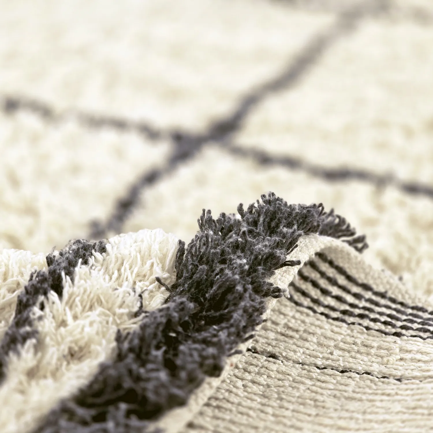 Ryamattor - Lana Natural Cotton Shaggy (creme/mörkgrå)