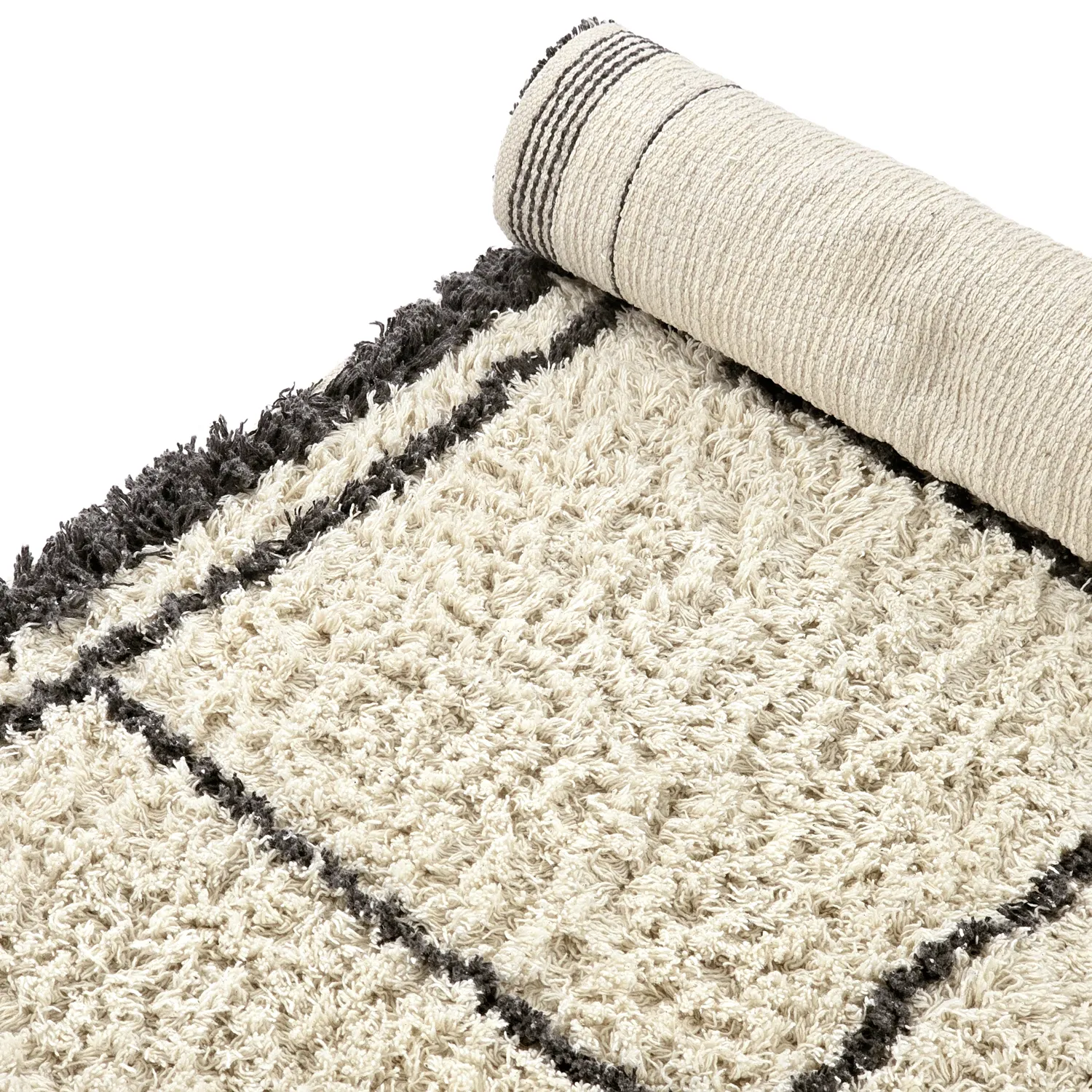 Ryamattor - Lana Natural Cotton Shaggy (creme/mörkgrå)