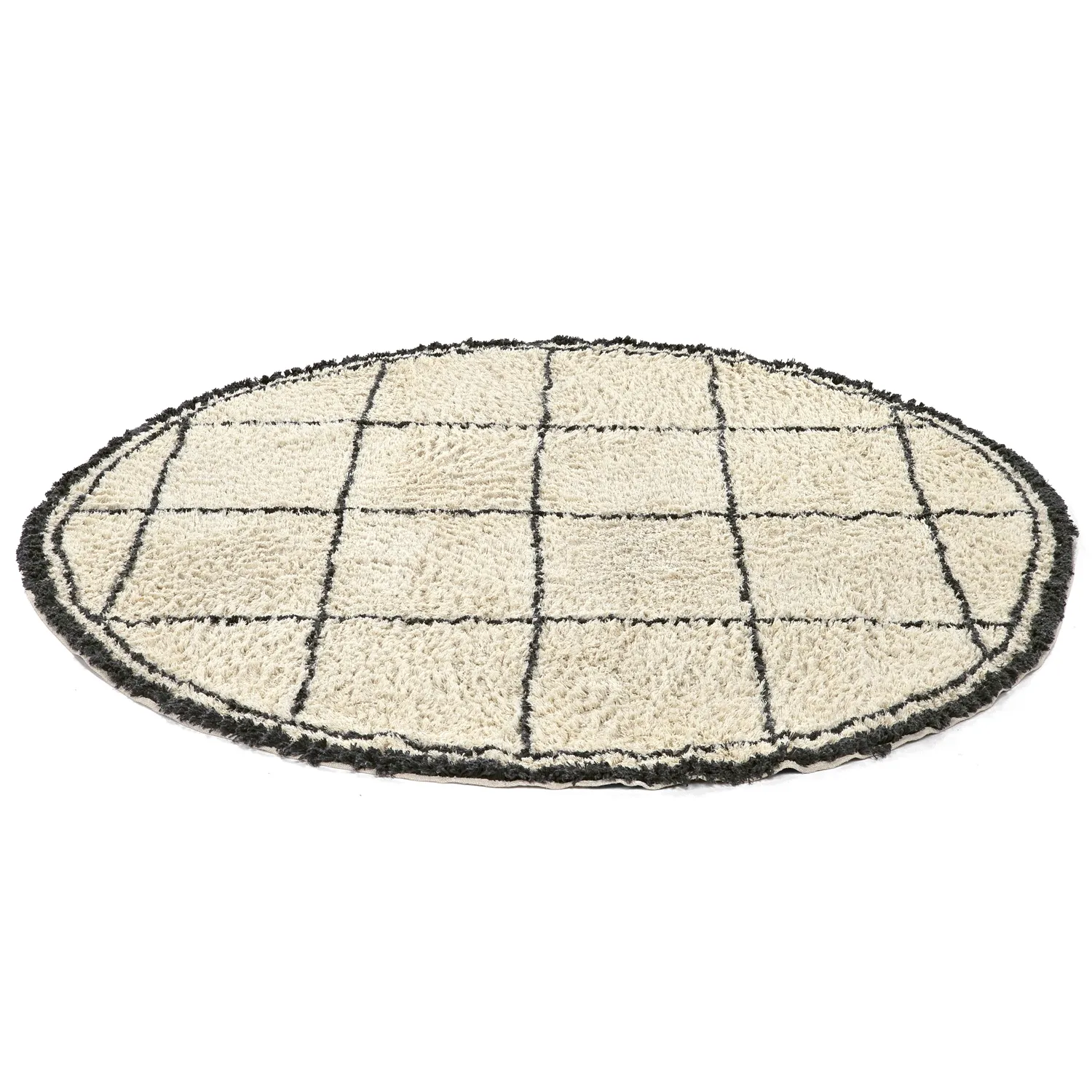 Rund Matta - Lana Natural Cotton Shaggy (creme/mörkgrå)