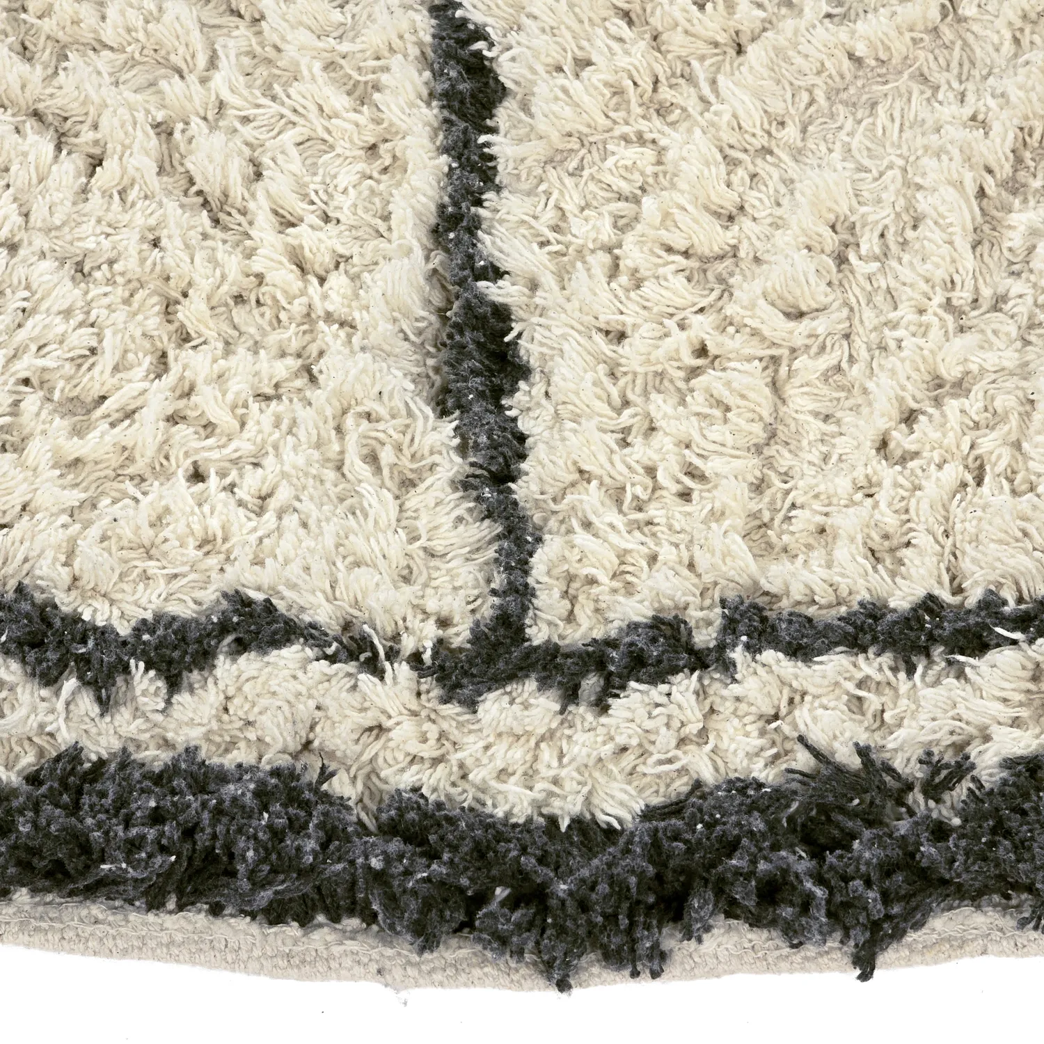 Rund Matta - Lana Natural Cotton Shaggy (creme/mörkgrå)