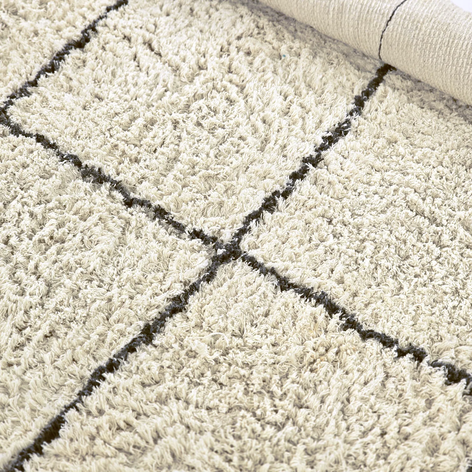 Rund Matta - Lana Natural Cotton Shaggy (creme/mörkgrå)