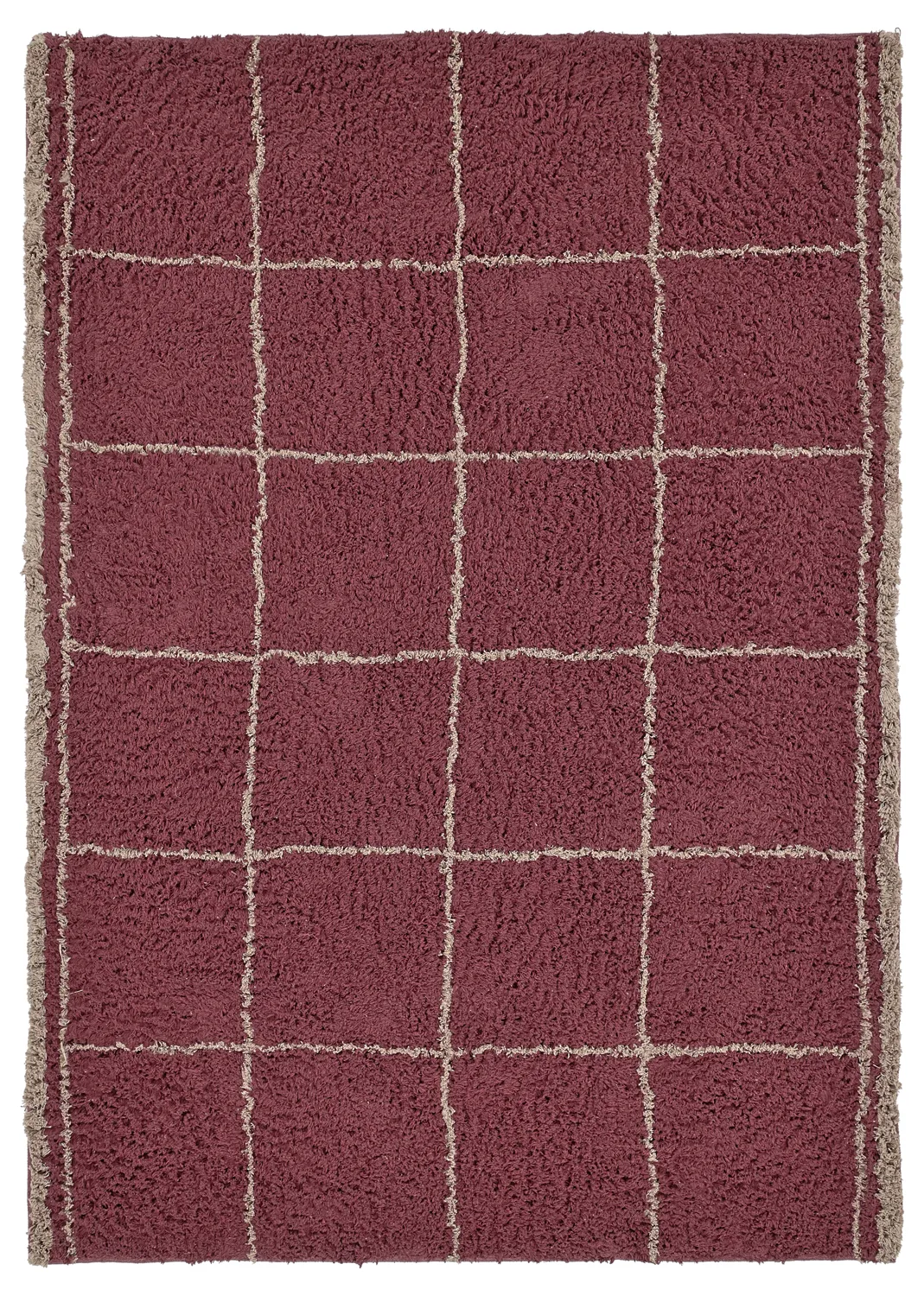 Ryamattor - Lana Natural Cotton Shaggy (taupe/röd)