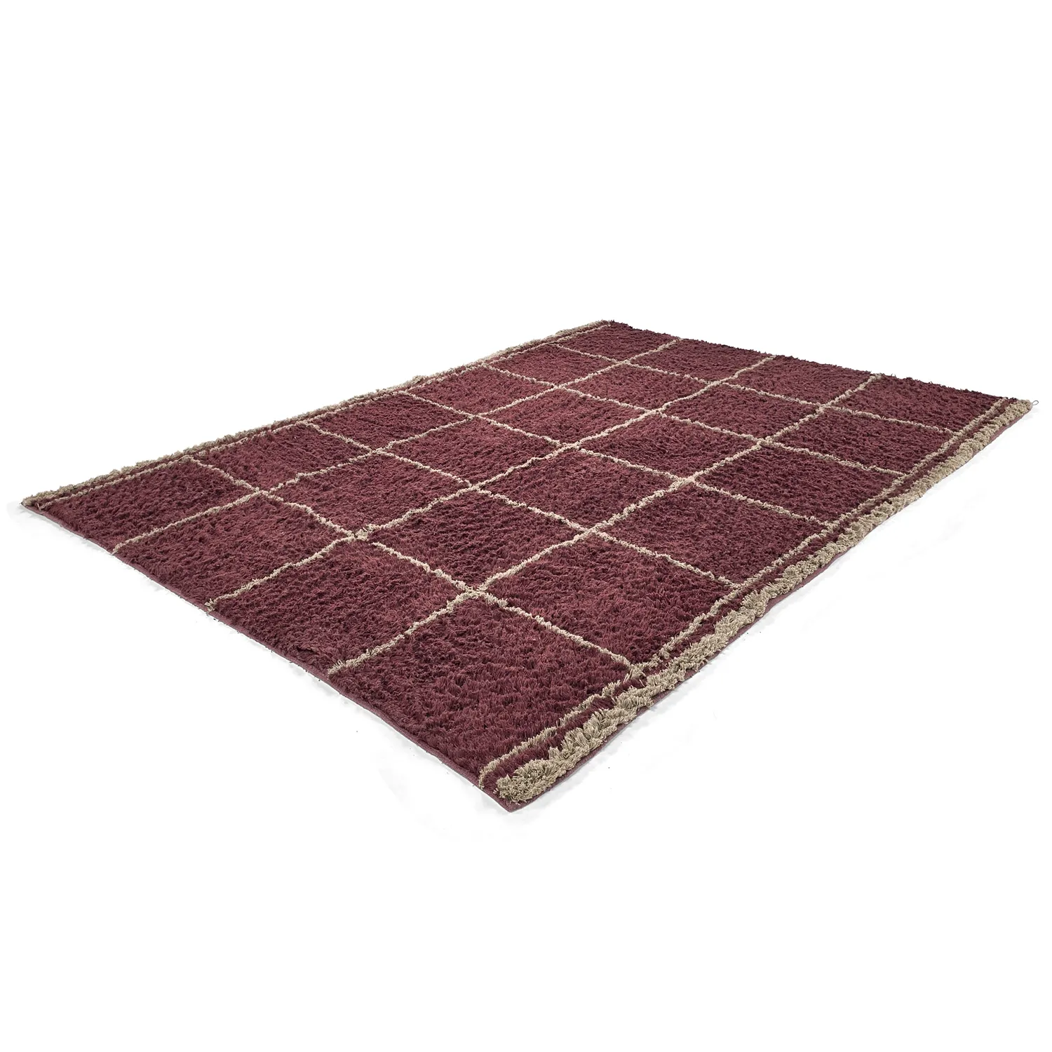 Ryamattor - Lana Natural Cotton Shaggy (taupe/röd)