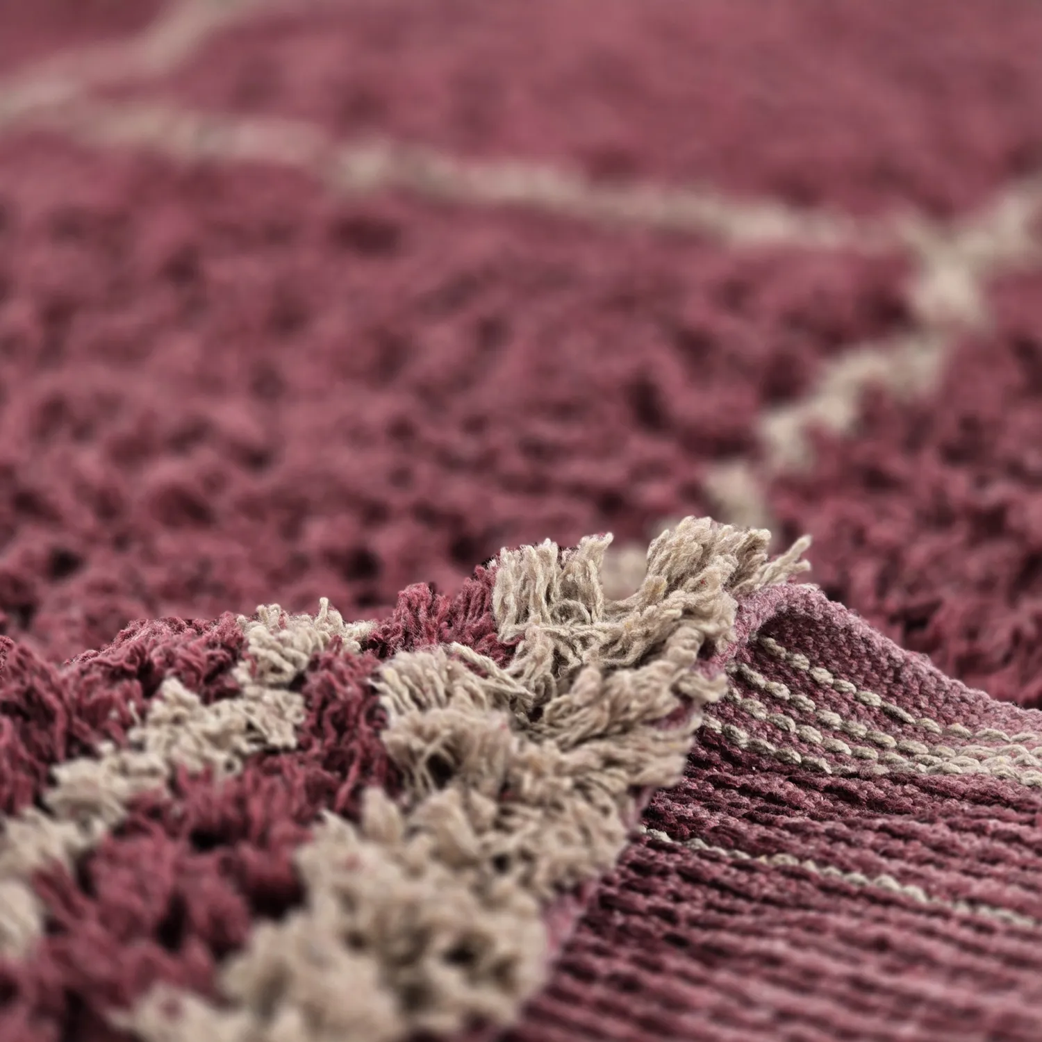 Ryamattor - Lana Natural Cotton Shaggy (taupe/röd)