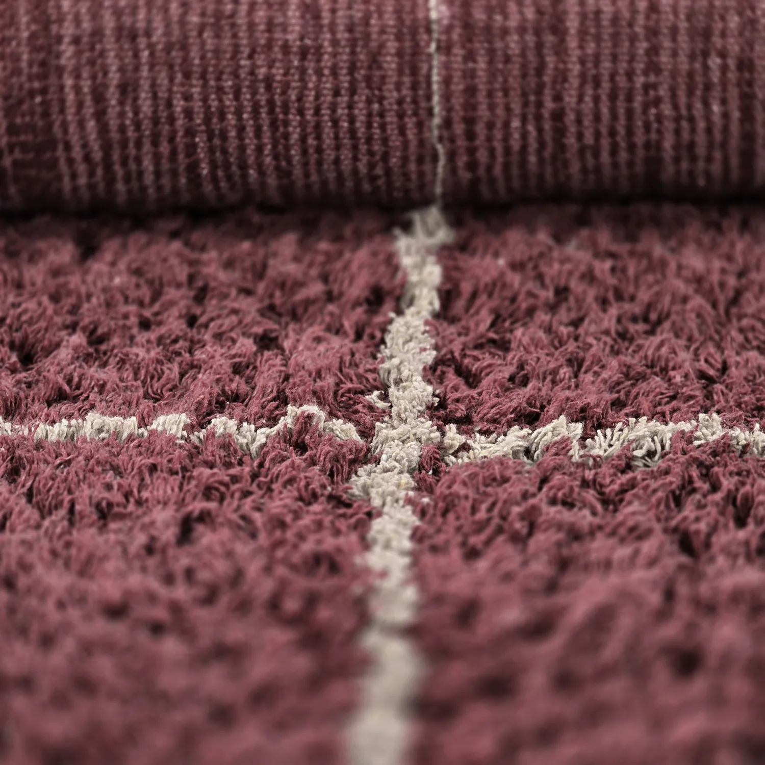 Ryamattor - Lana Natural Cotton Shaggy (taupe/röd)