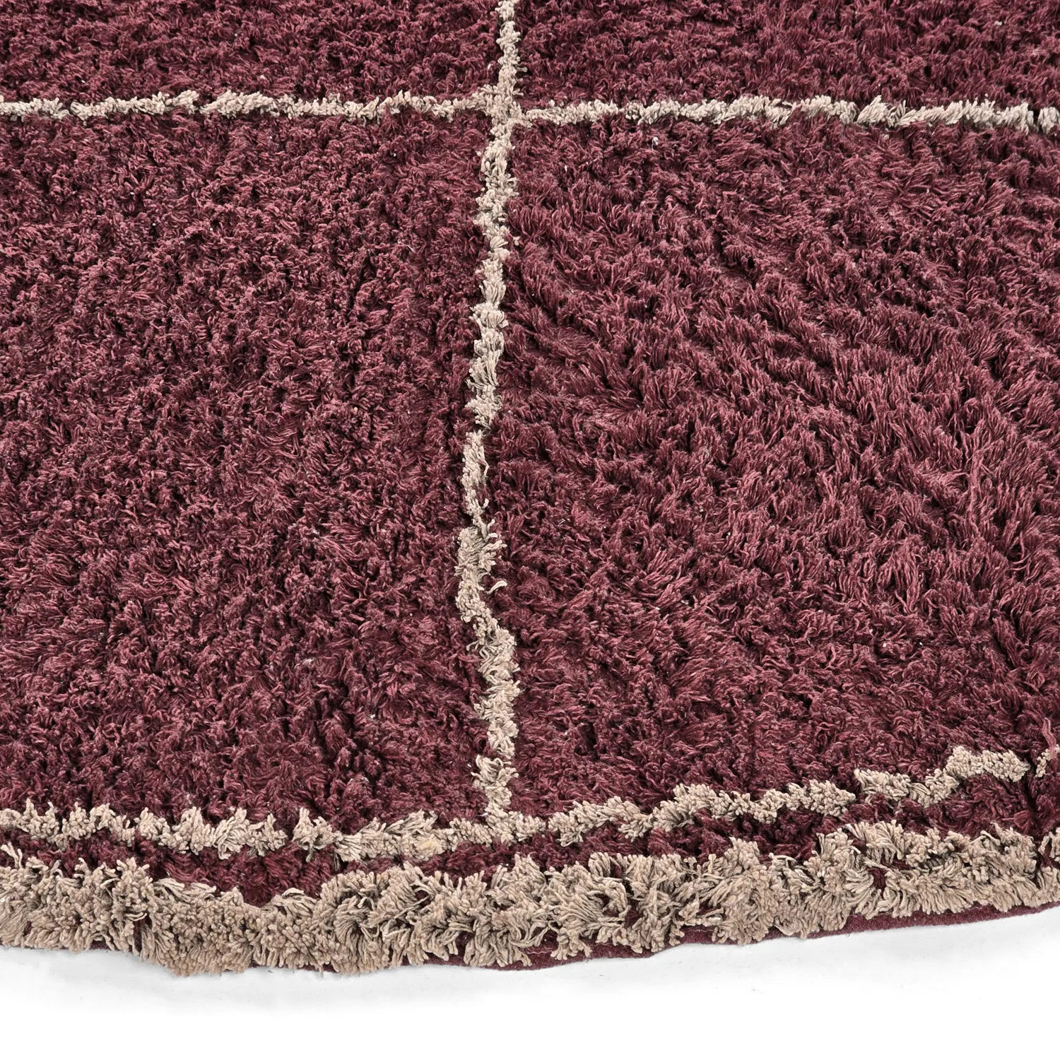 Rund Matta - Lana Natural Cotton Shaggy (taupe/röd)