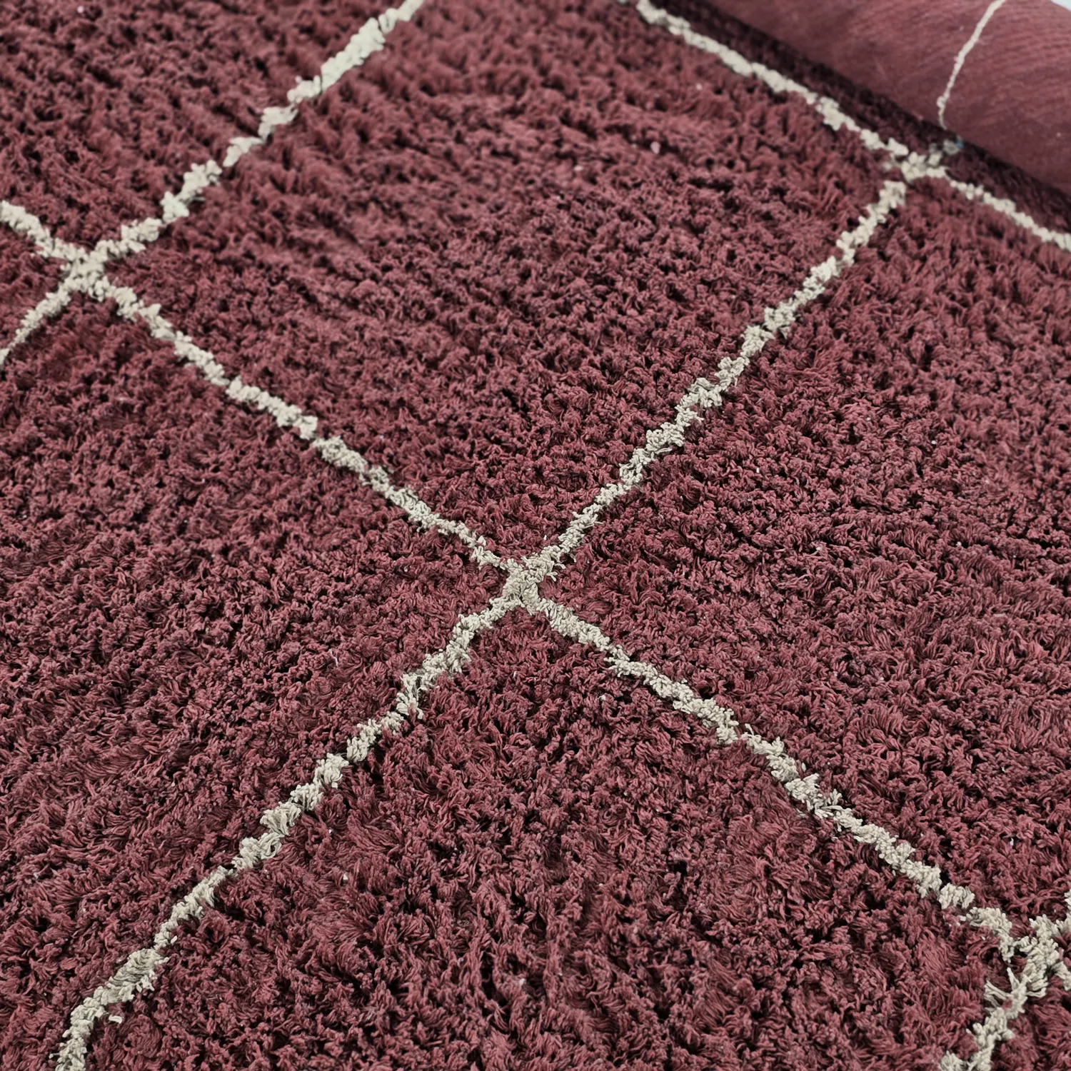 Rund Matta - Lana Natural Cotton Shaggy (taupe/röd)