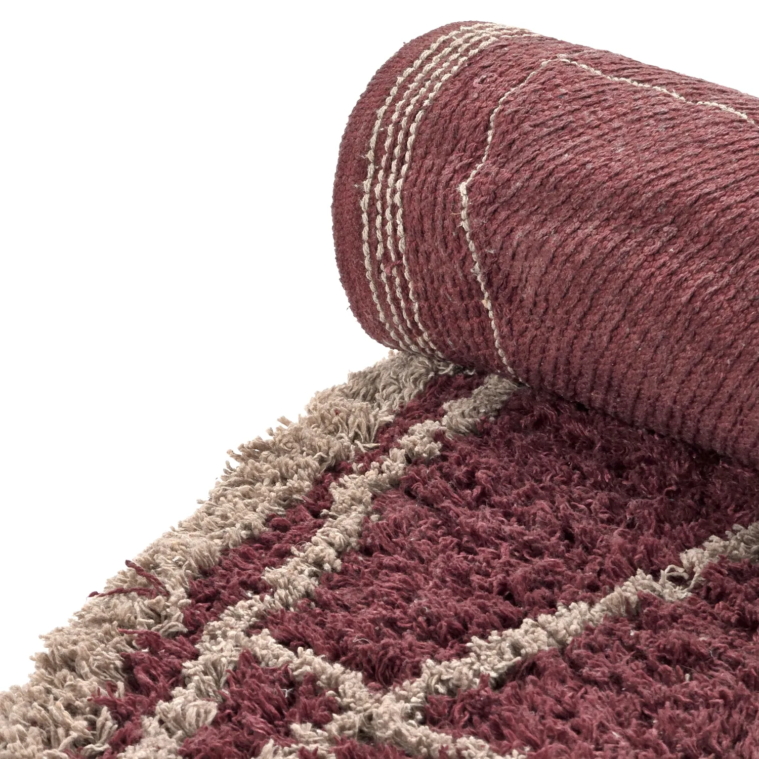 Rund Matta - Lana Natural Cotton Shaggy (taupe/röd)