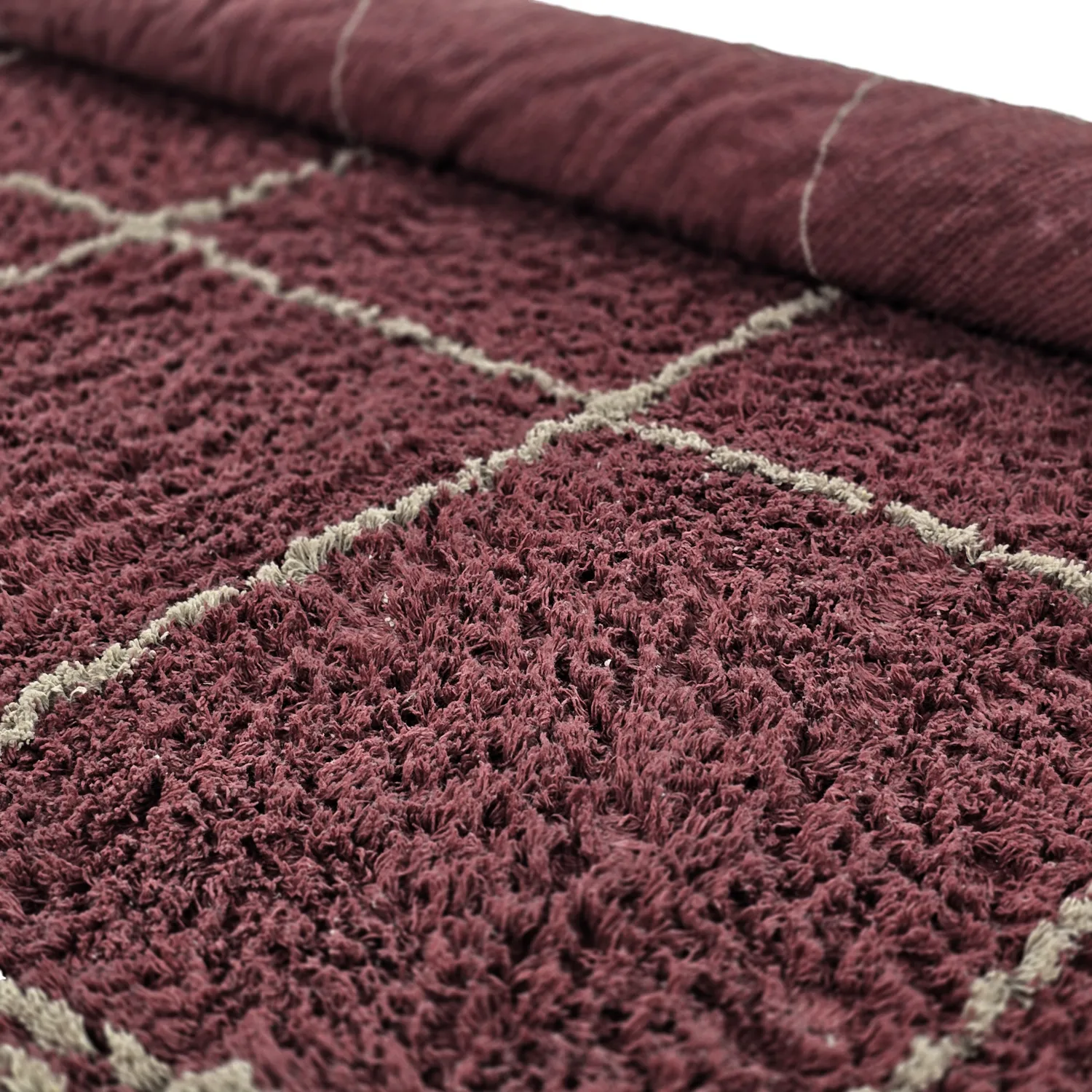 Rund Matta - Lana Natural Cotton Shaggy (taupe/röd)