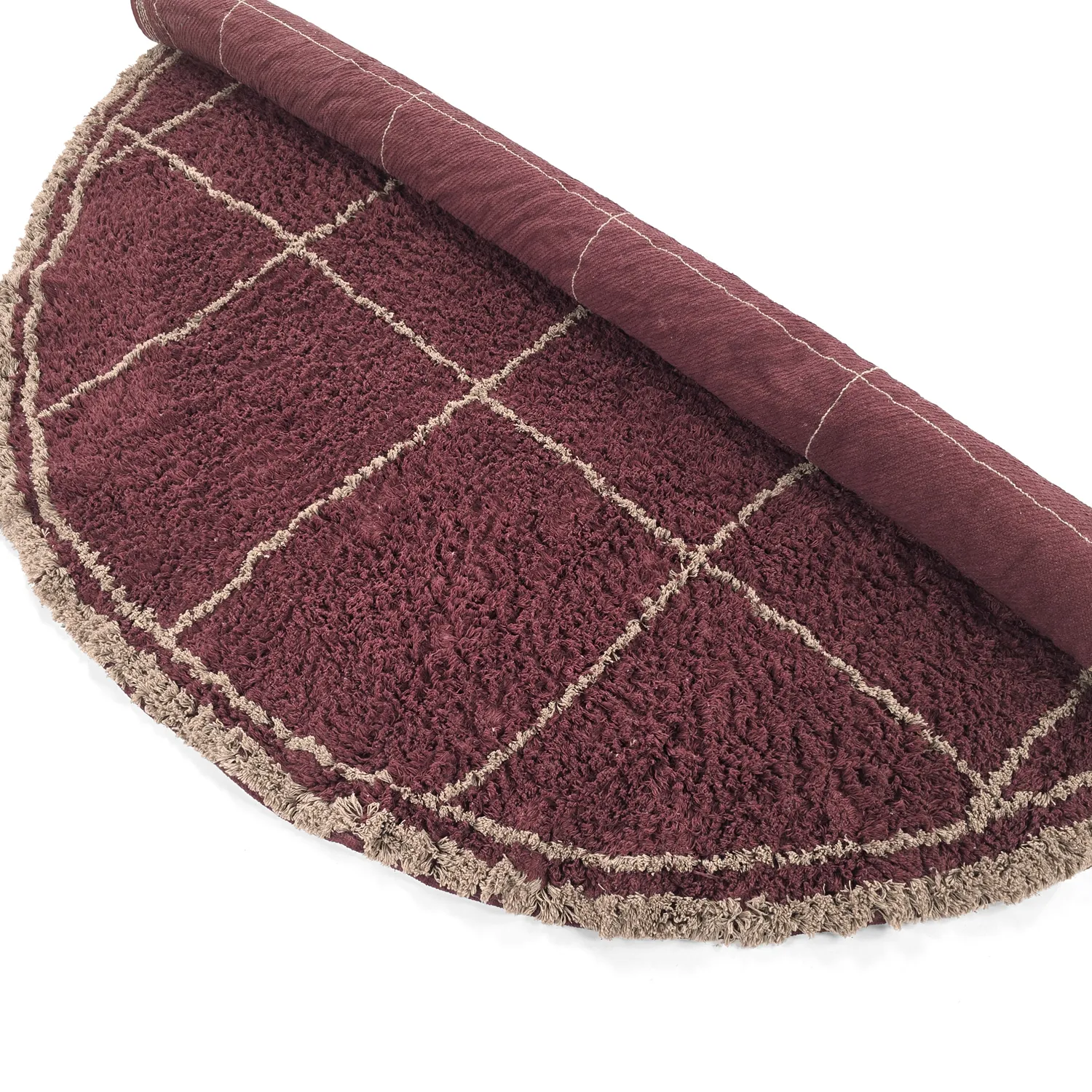 Rund Matta - Lana Natural Cotton Shaggy (taupe/röd)