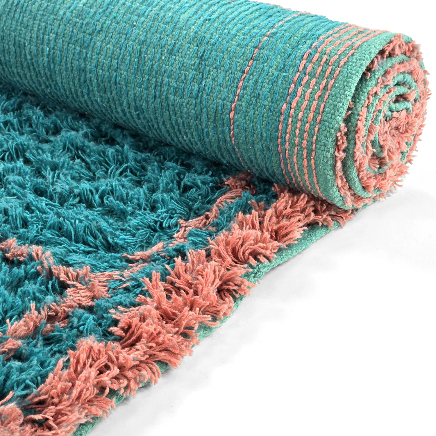 Ryamattor - Lana Natural Cotton Shaggy (turkos/rosa)