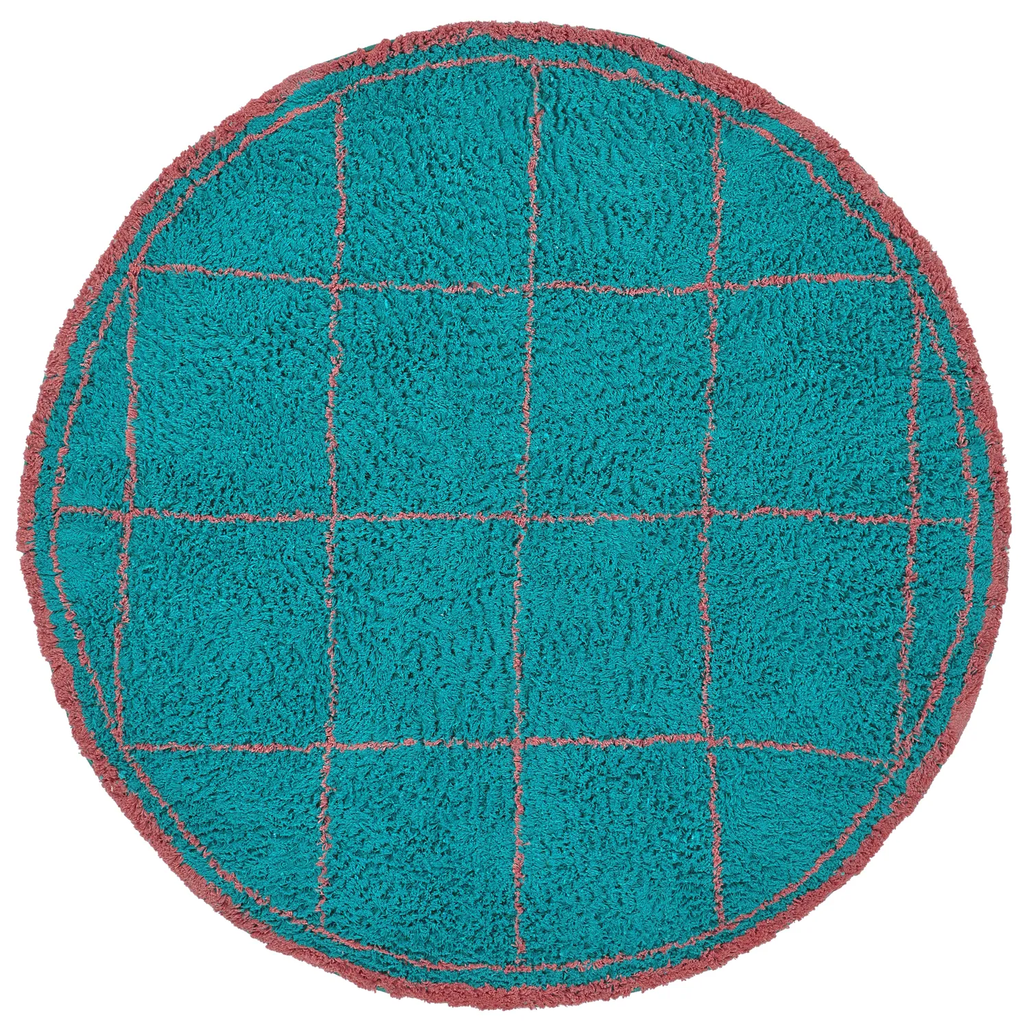 Rund Matta - Lana Natural Cotton Shaggy (turkos/rosa)