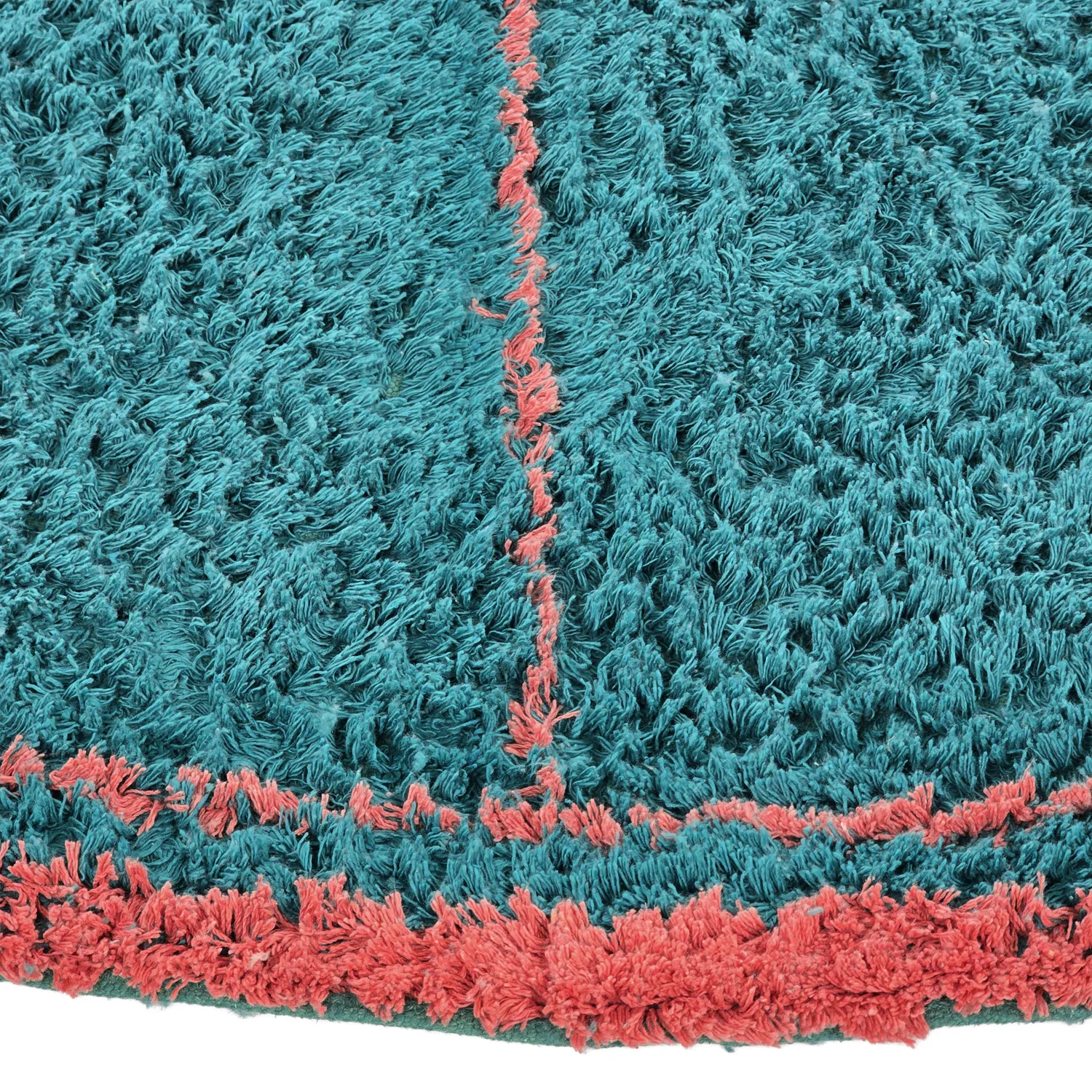 Rund Matta - Lana Natural Cotton Shaggy (turkos/rosa)
