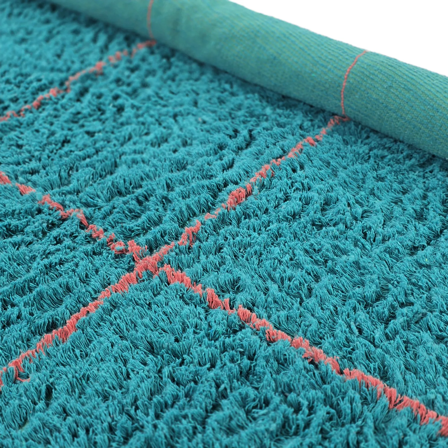 Rund Matta - Lana Natural Cotton Shaggy (turkos/rosa)
