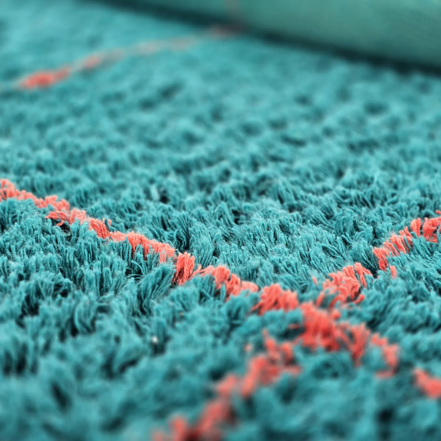 Rund Matta - Lana Natural Cotton Shaggy (turkos/rosa)
