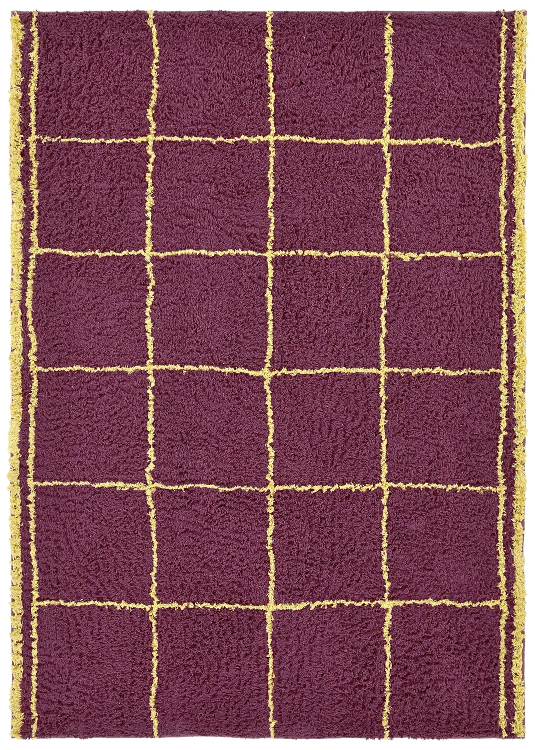 Ryamattor - Lana Natural Cotton Shaggy (vinröd/gul)