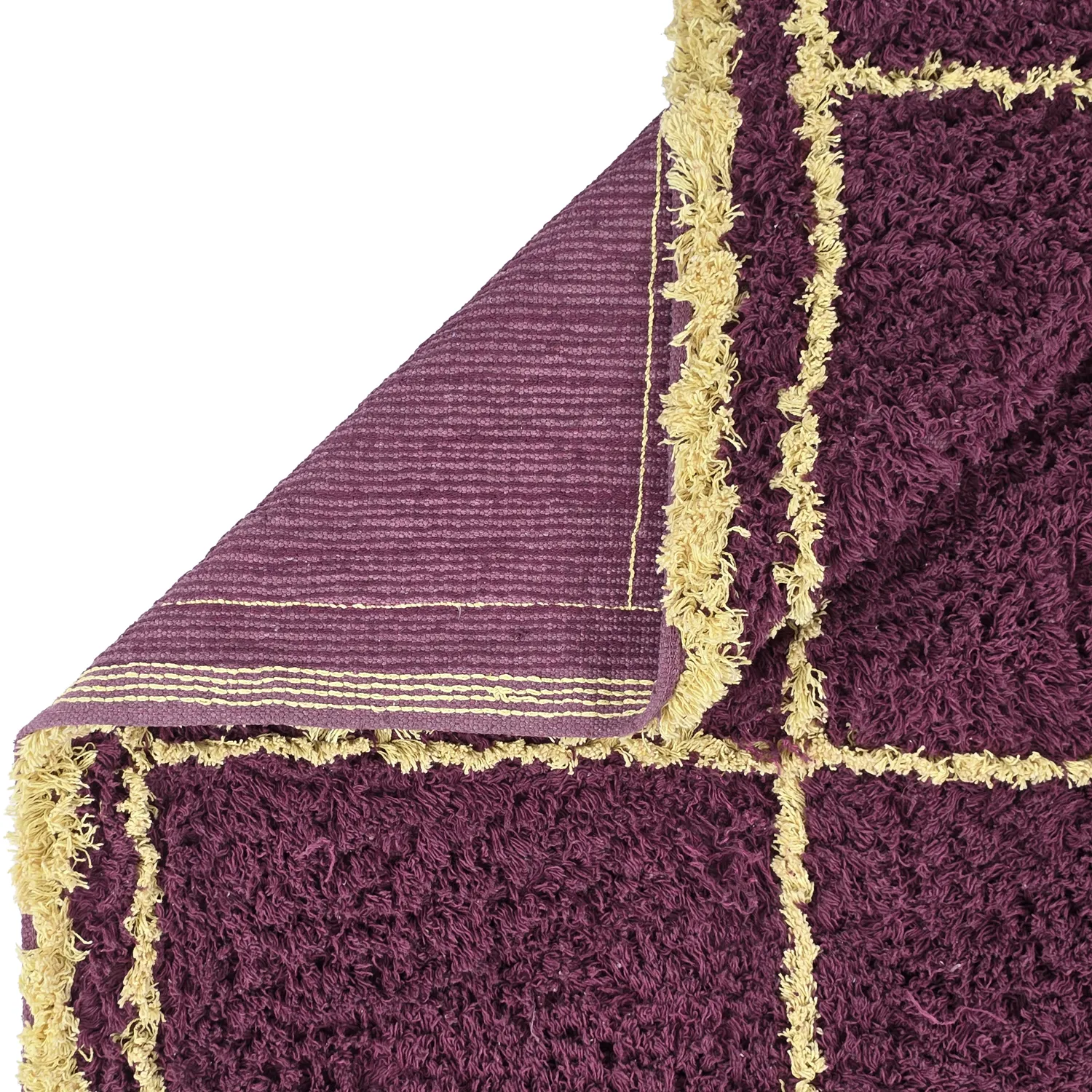 Ryamattor - Lana Natural Cotton Shaggy (vinröd/gul)