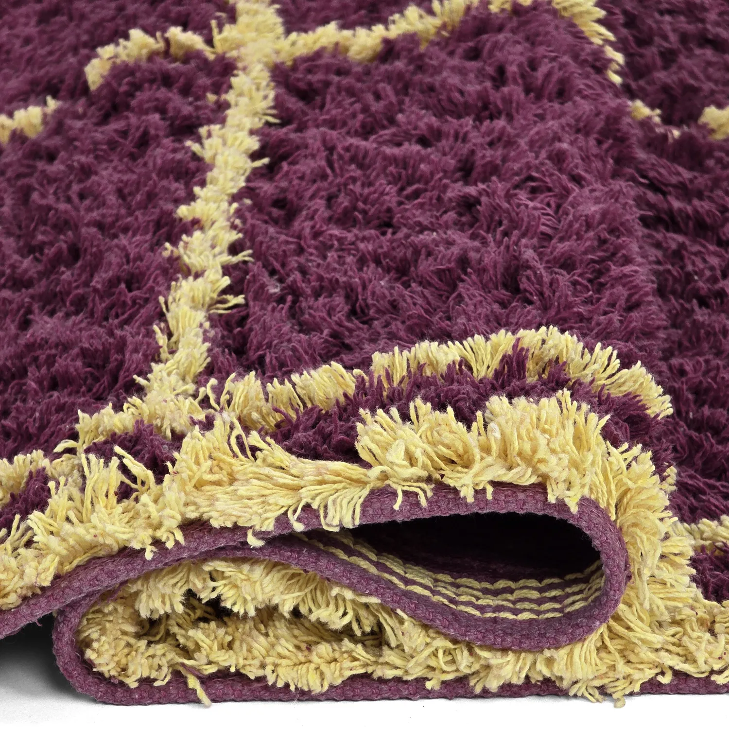 Ryamattor - Lana Natural Cotton Shaggy (vinröd/gul)