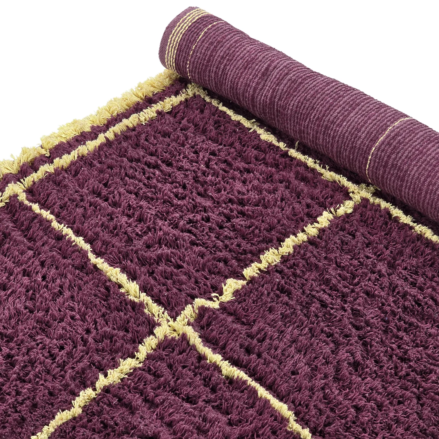 Ryamattor - Lana Natural Cotton Shaggy (vinröd/gul)