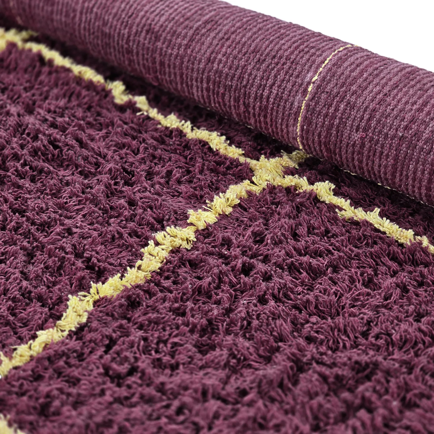 Ryamattor - Lana Natural Cotton Shaggy (vinröd/gul)