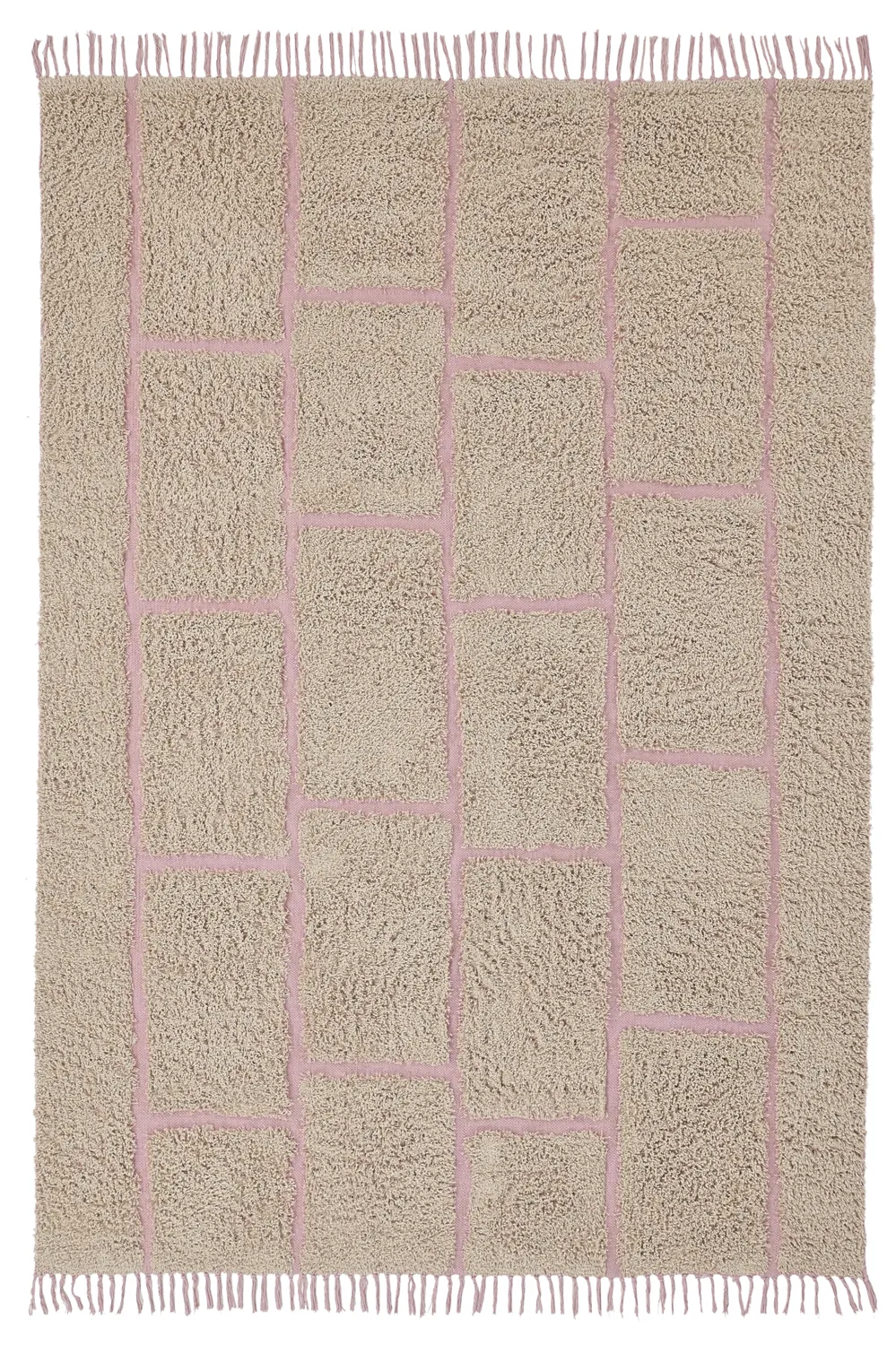 Ryamattor - Lindley Natural Cotton Shaggy (beige/rosa)