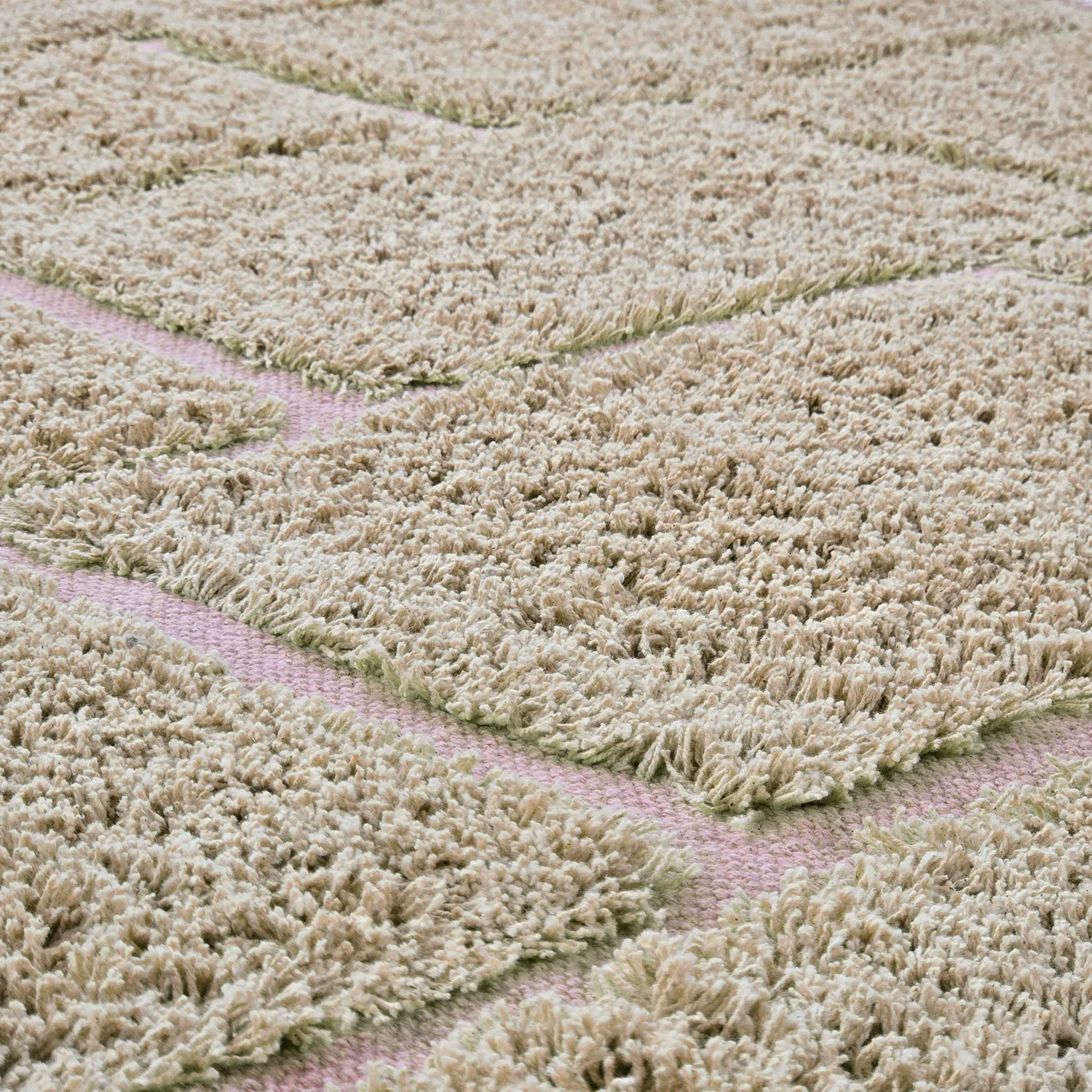 Ryamattor - Lindley Natural Cotton Shaggy (beige/rosa)