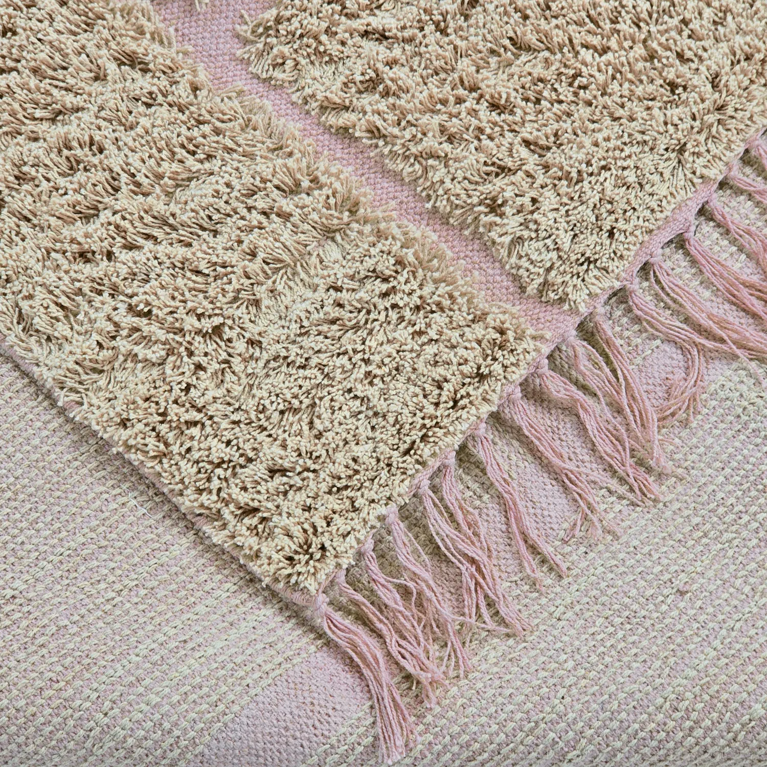 Ryamattor - Lindley Natural Cotton Shaggy (beige/rosa)