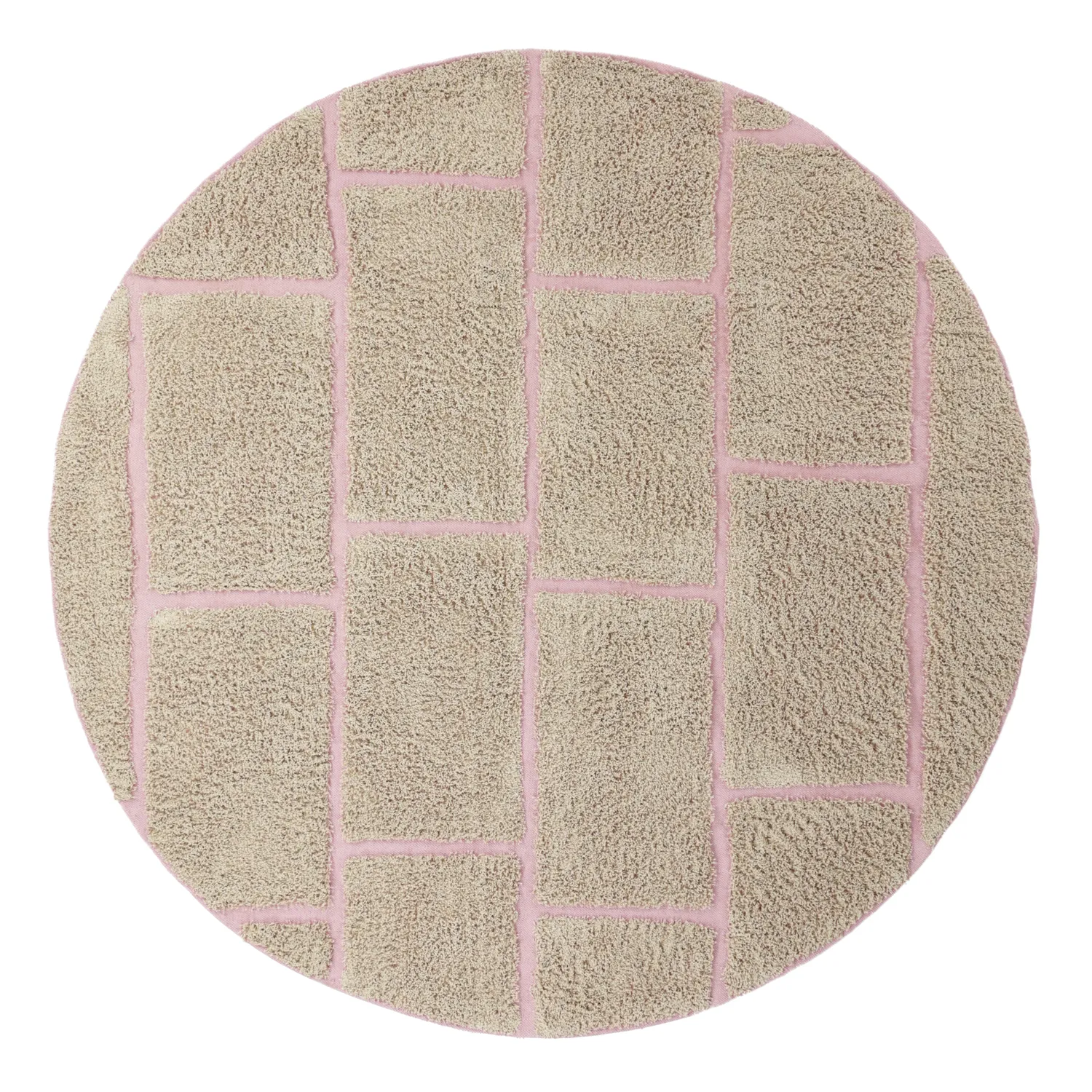 Rund matta - Lindley Natural Cotton Shaggy (beige/rosa)