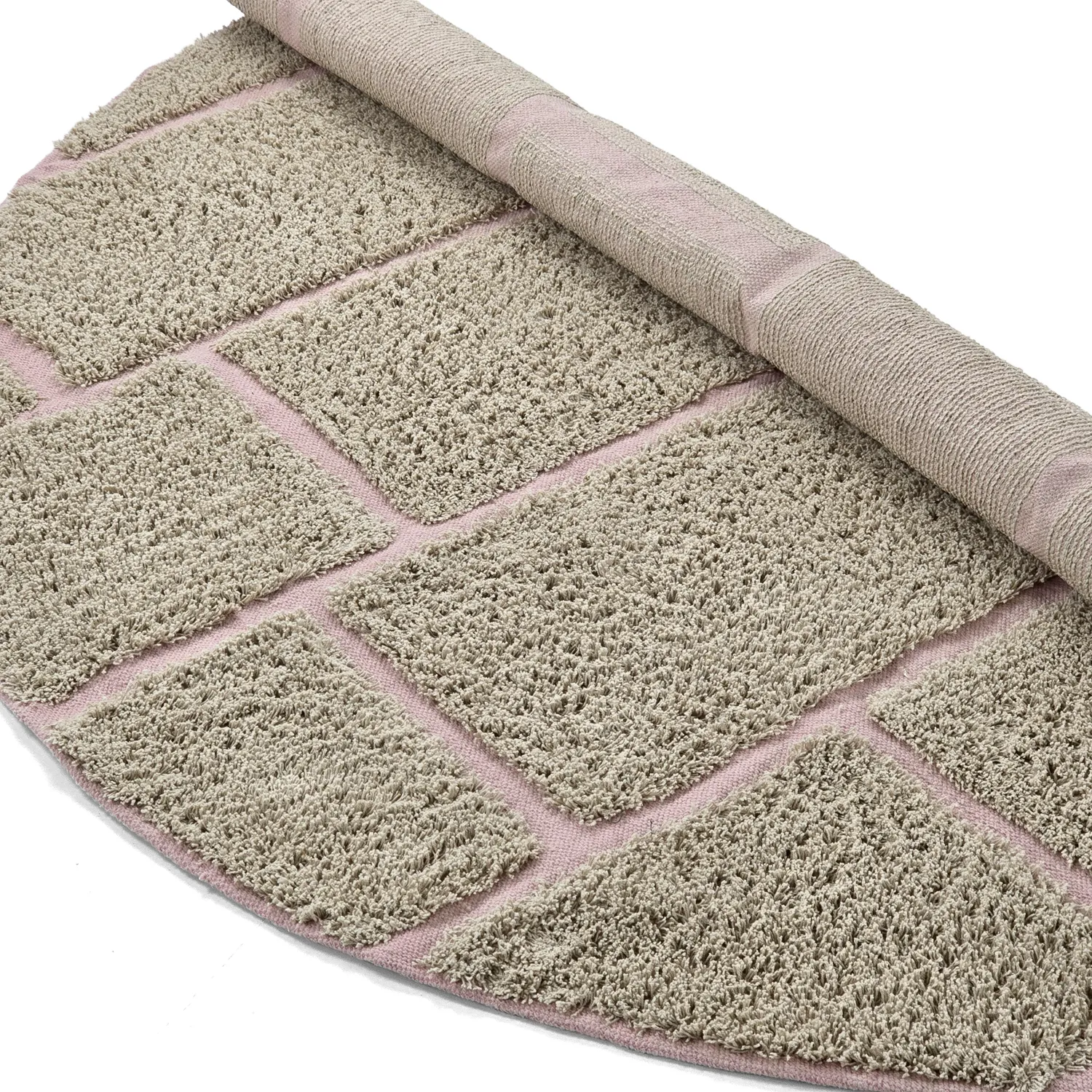 Rund matta - Lindley Natural Cotton Shaggy (beige/rosa)