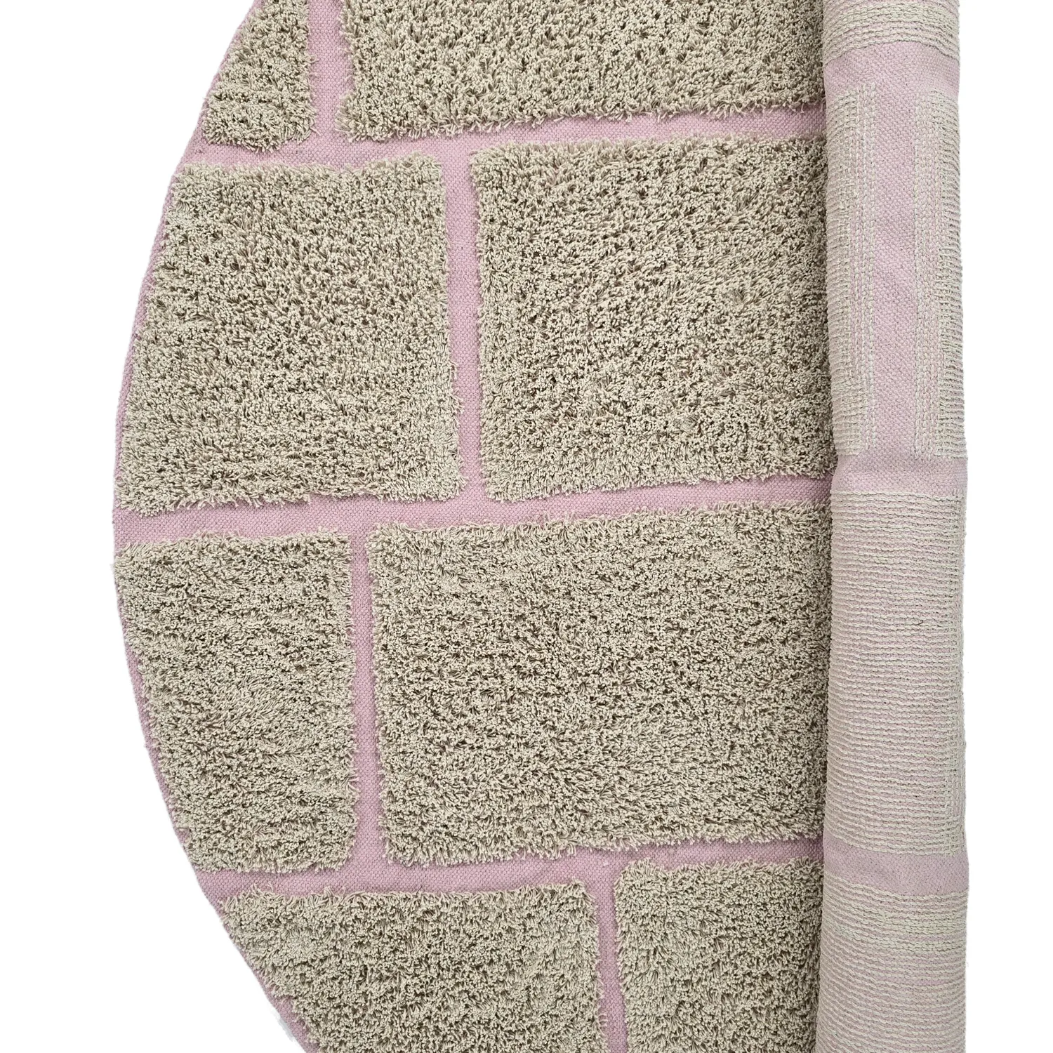 Rund matta - Lindley Natural Cotton Shaggy (beige/rosa)