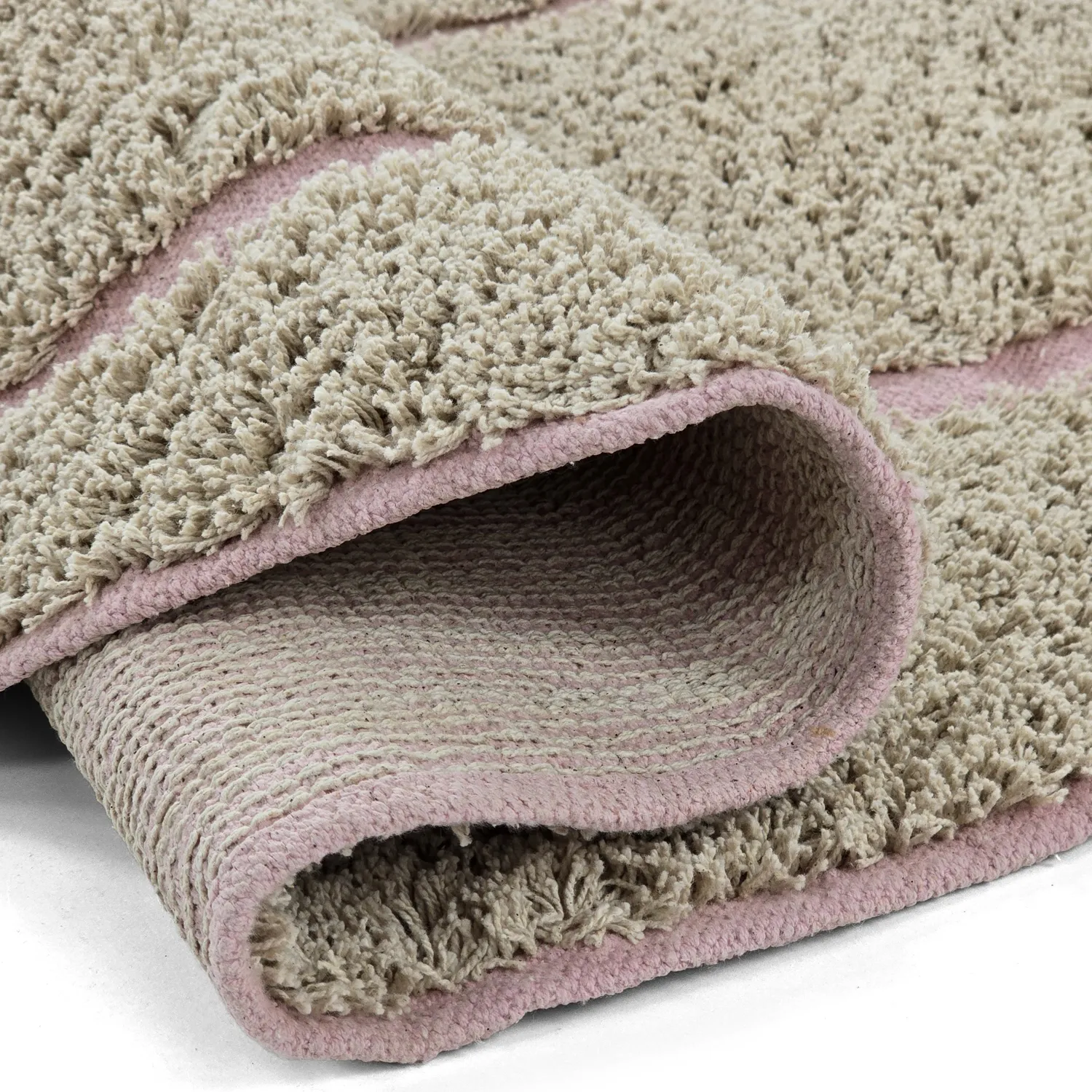 Rund matta - Lindley Natural Cotton Shaggy (beige/rosa)