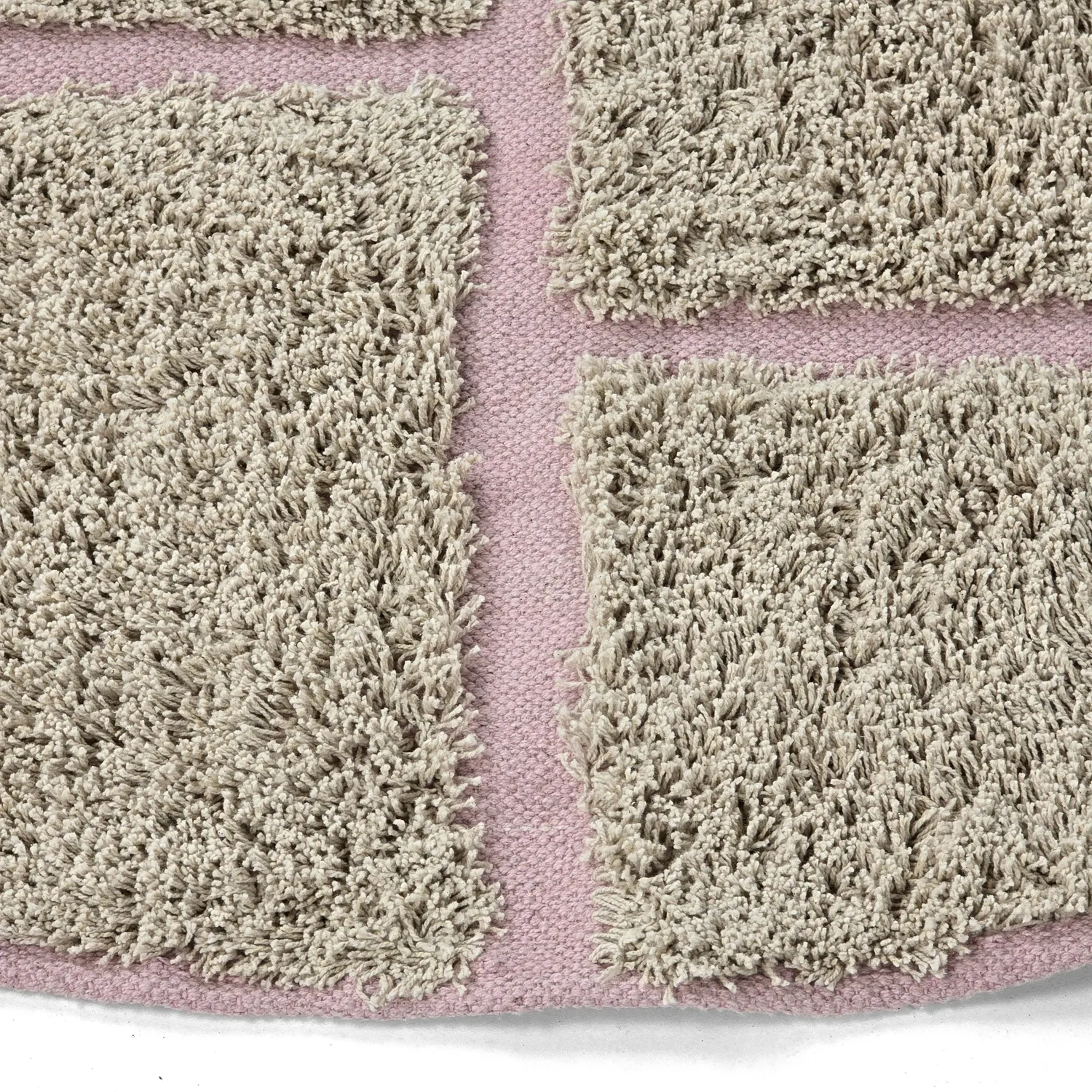 Rund matta - Lindley Natural Cotton Shaggy (beige/rosa)