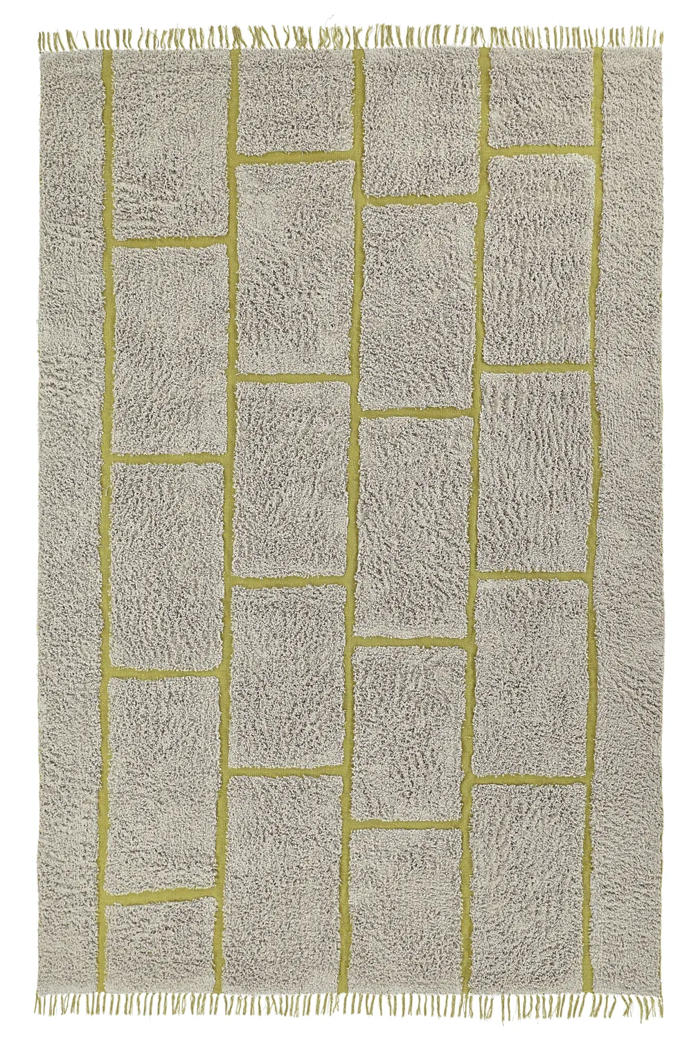 Ryamattor - Lindley Natural Cotton Shaggy (greige/grön)