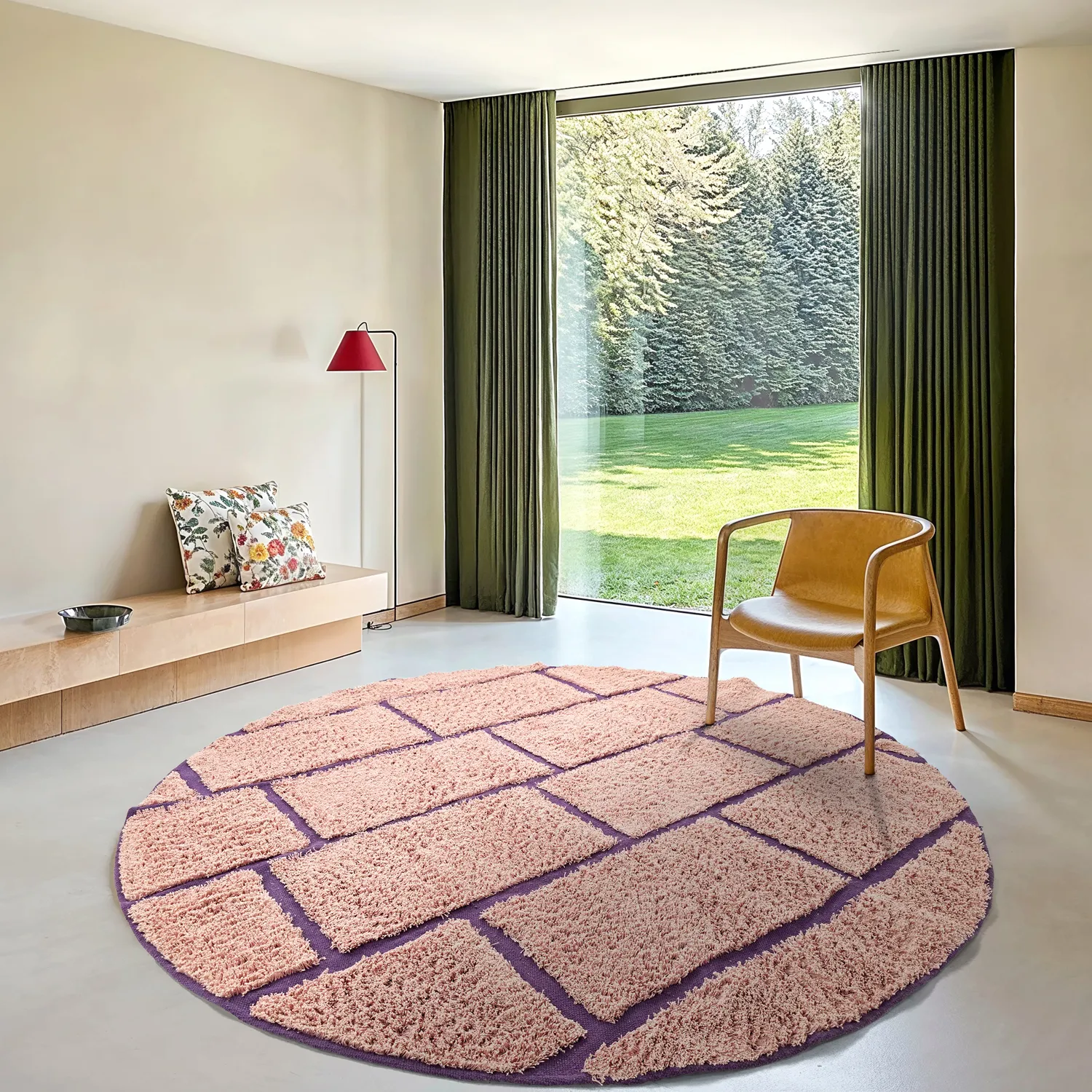 Rund matta - Lindley Natural Cotton Shaggy (rosa/lila)