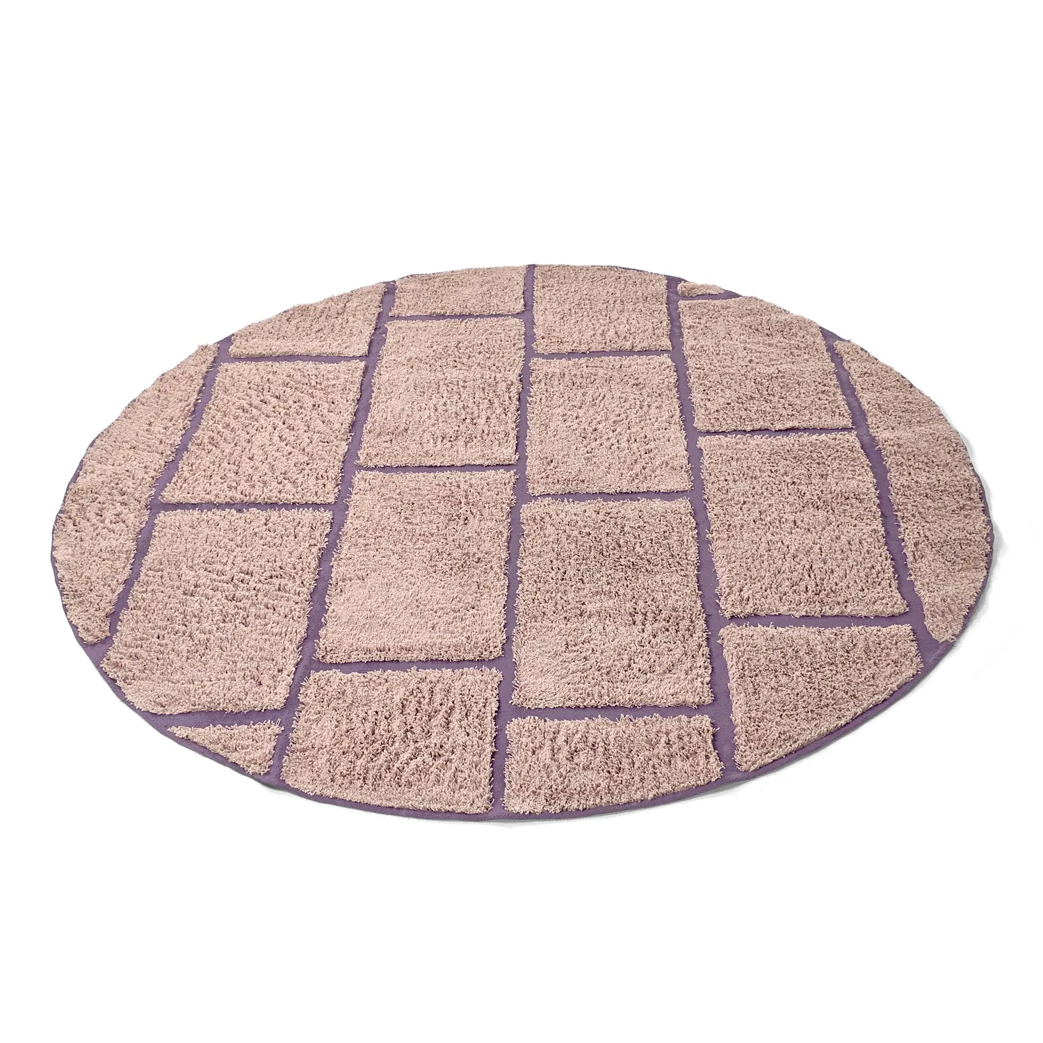 Rund matta - Lindley Natural Cotton Shaggy (rosa/lila)