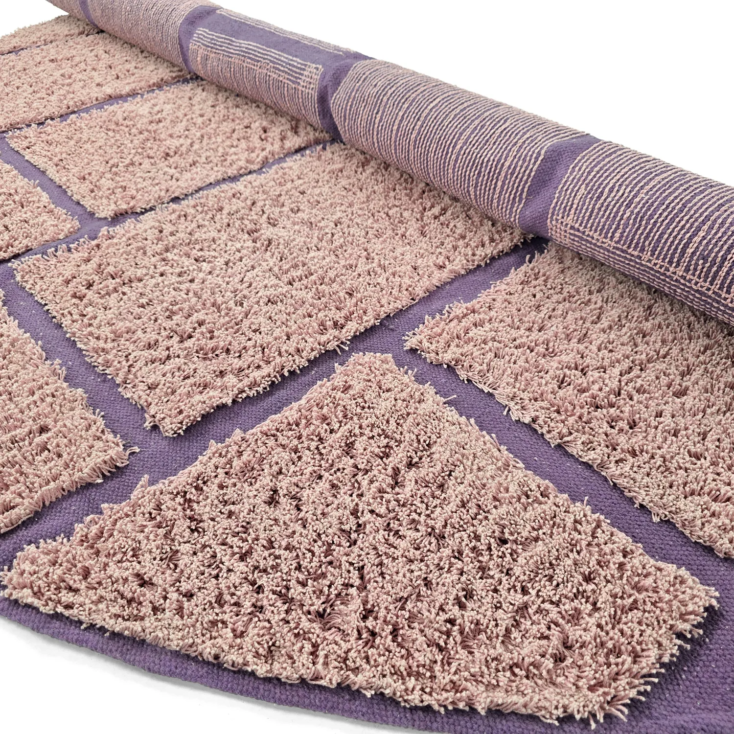 Rund matta - Lindley Natural Cotton Shaggy (rosa/lila)