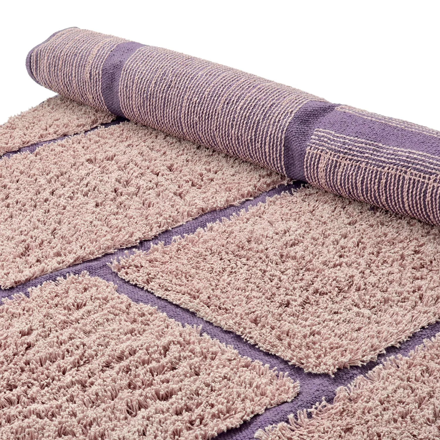 Rund matta - Lindley Natural Cotton Shaggy (rosa/lila)