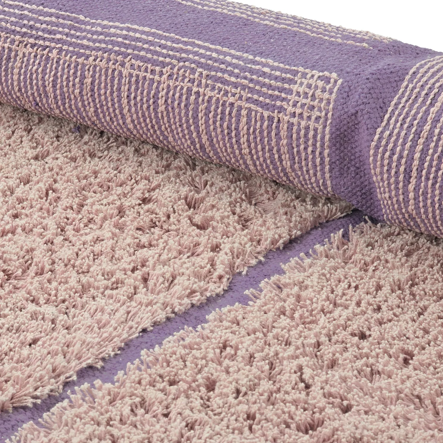 Rund matta - Lindley Natural Cotton Shaggy (rosa/lila)