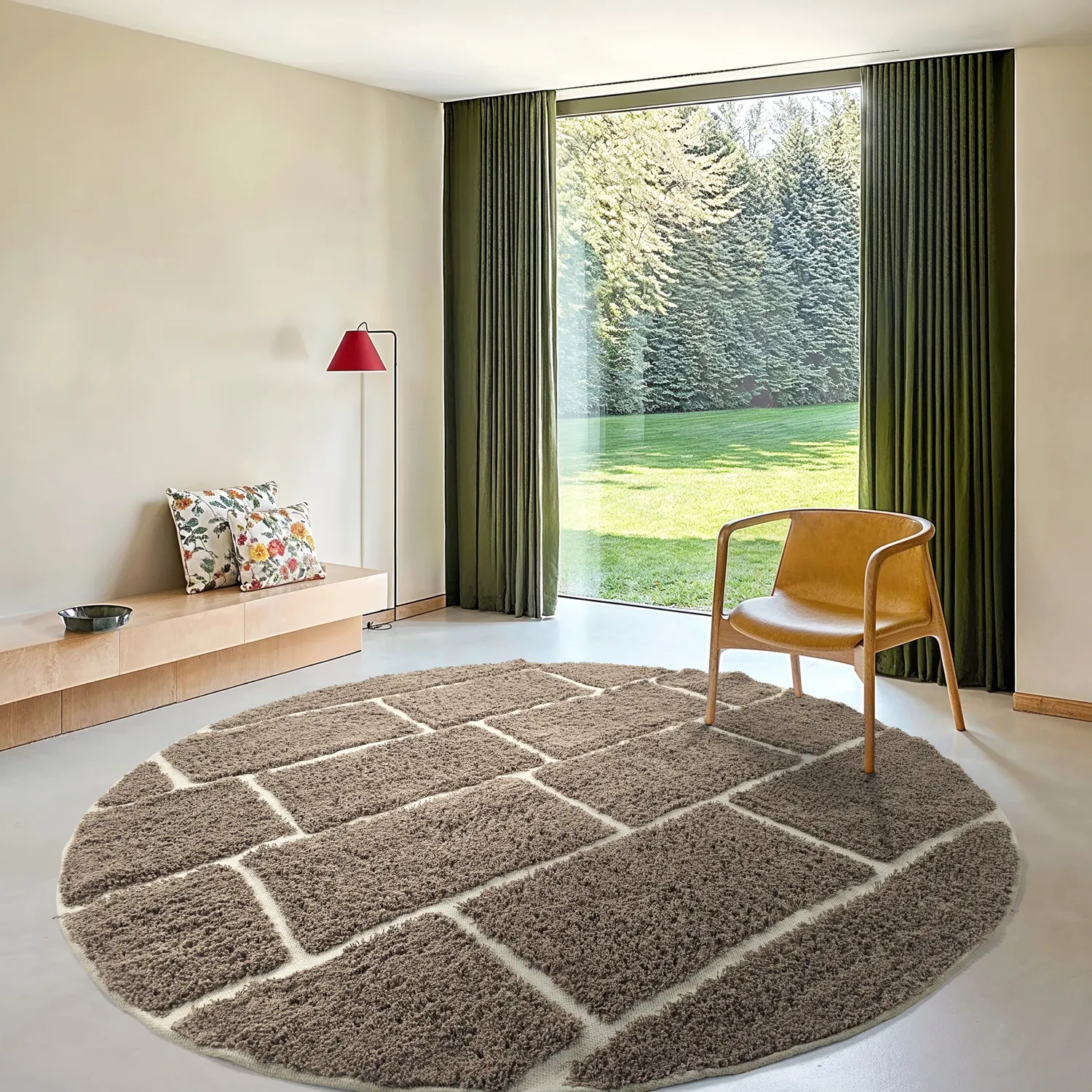 Rund matta - Lindley Natural Cotton Shaggy (taupe/grå)
