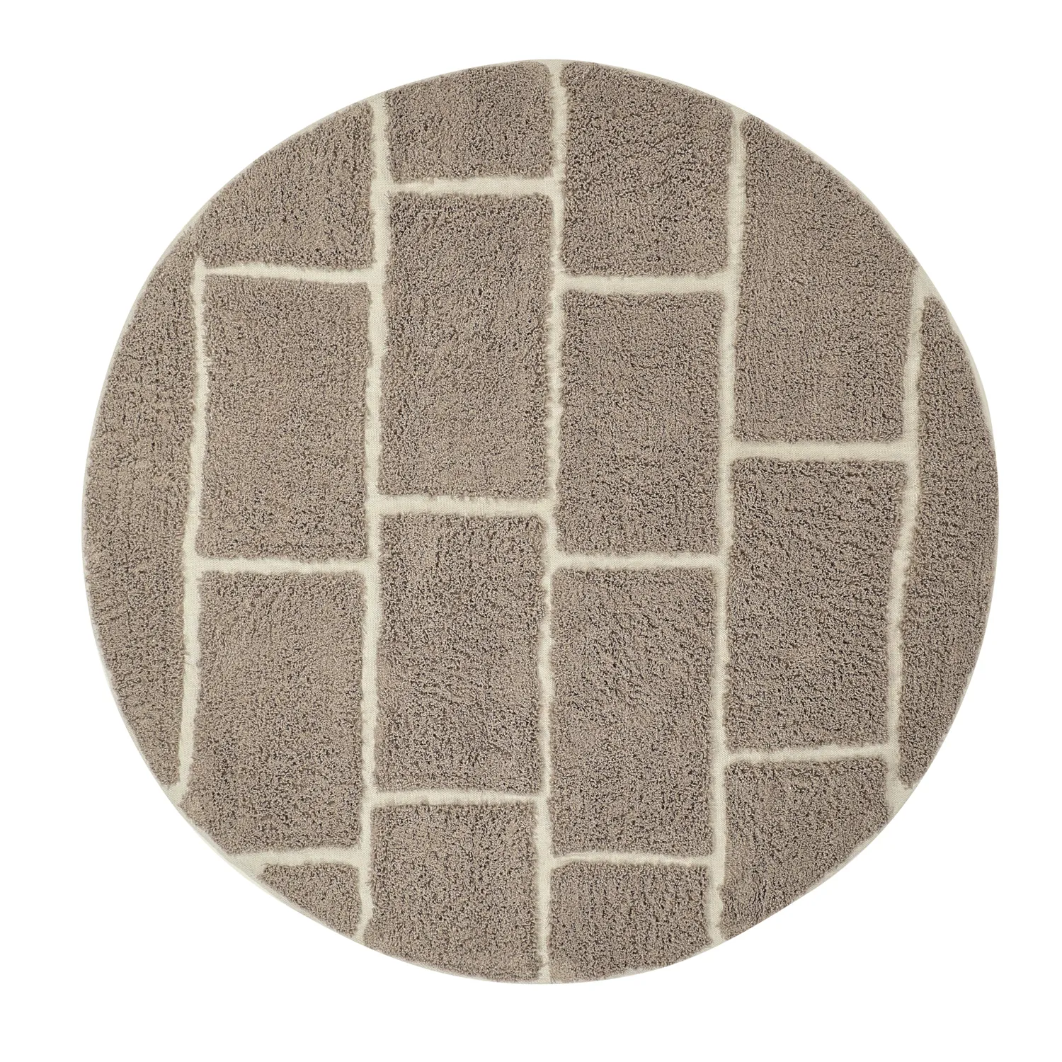 Rund matta - Lindley Natural Cotton Shaggy (taupe/grå)