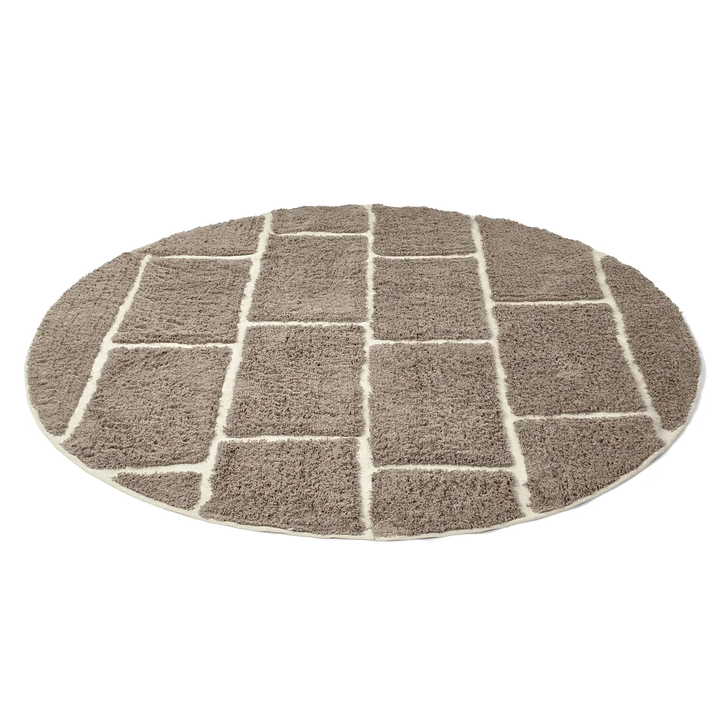Rund matta - Lindley Natural Cotton Shaggy (taupe/grå)
