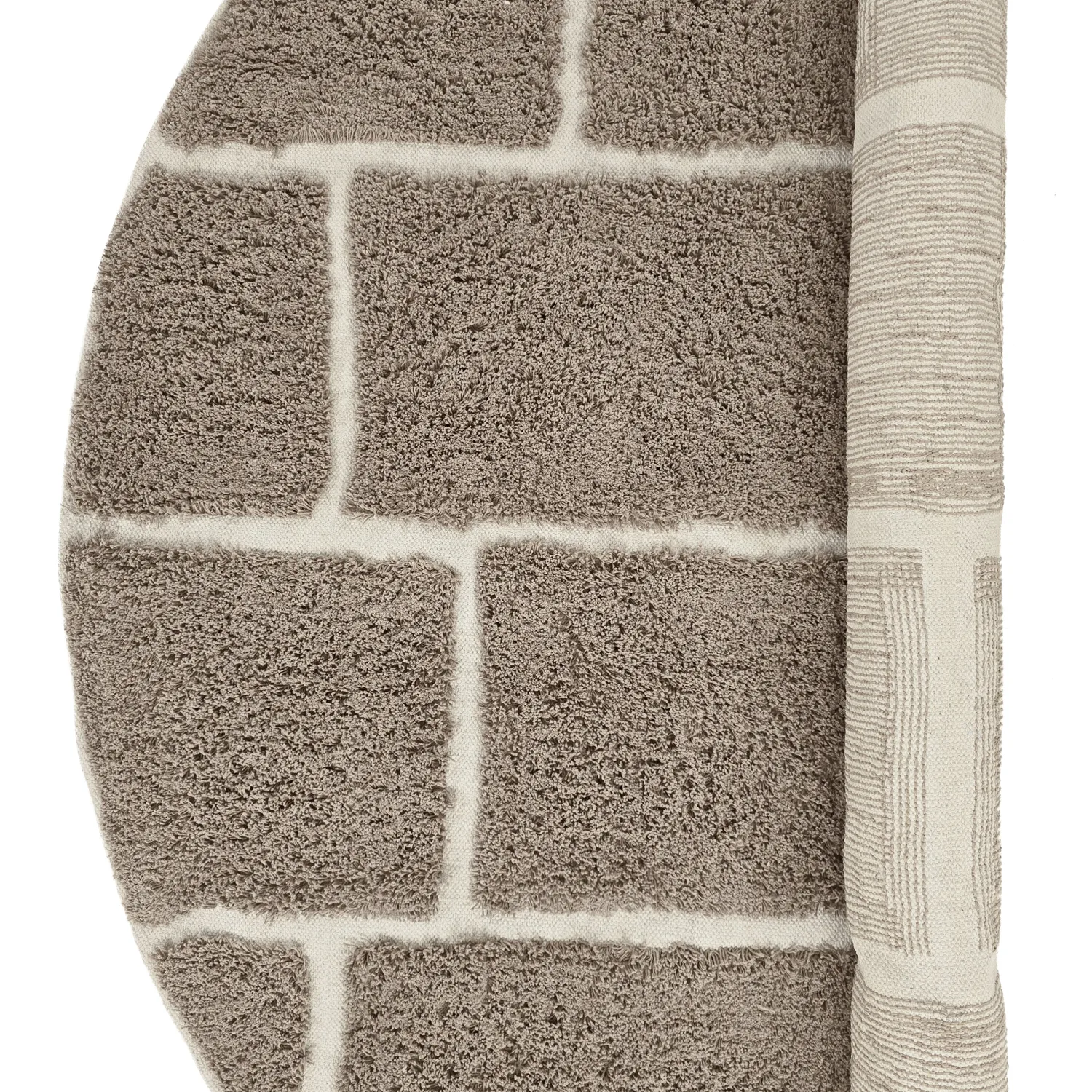 Rund matta - Lindley Natural Cotton Shaggy (taupe/grå)