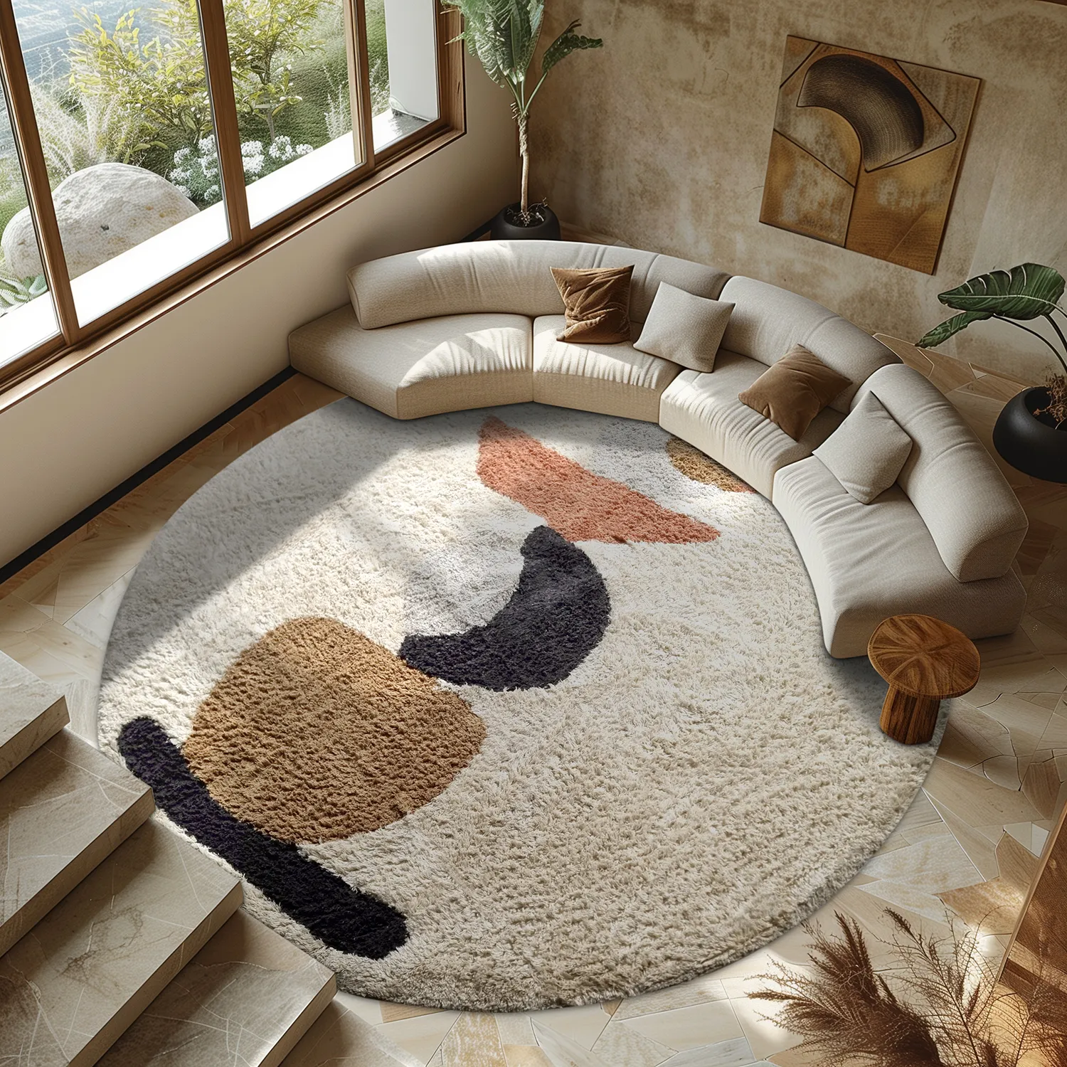 Rund matta - Mantona Natural Cotton Shaggy (multi)