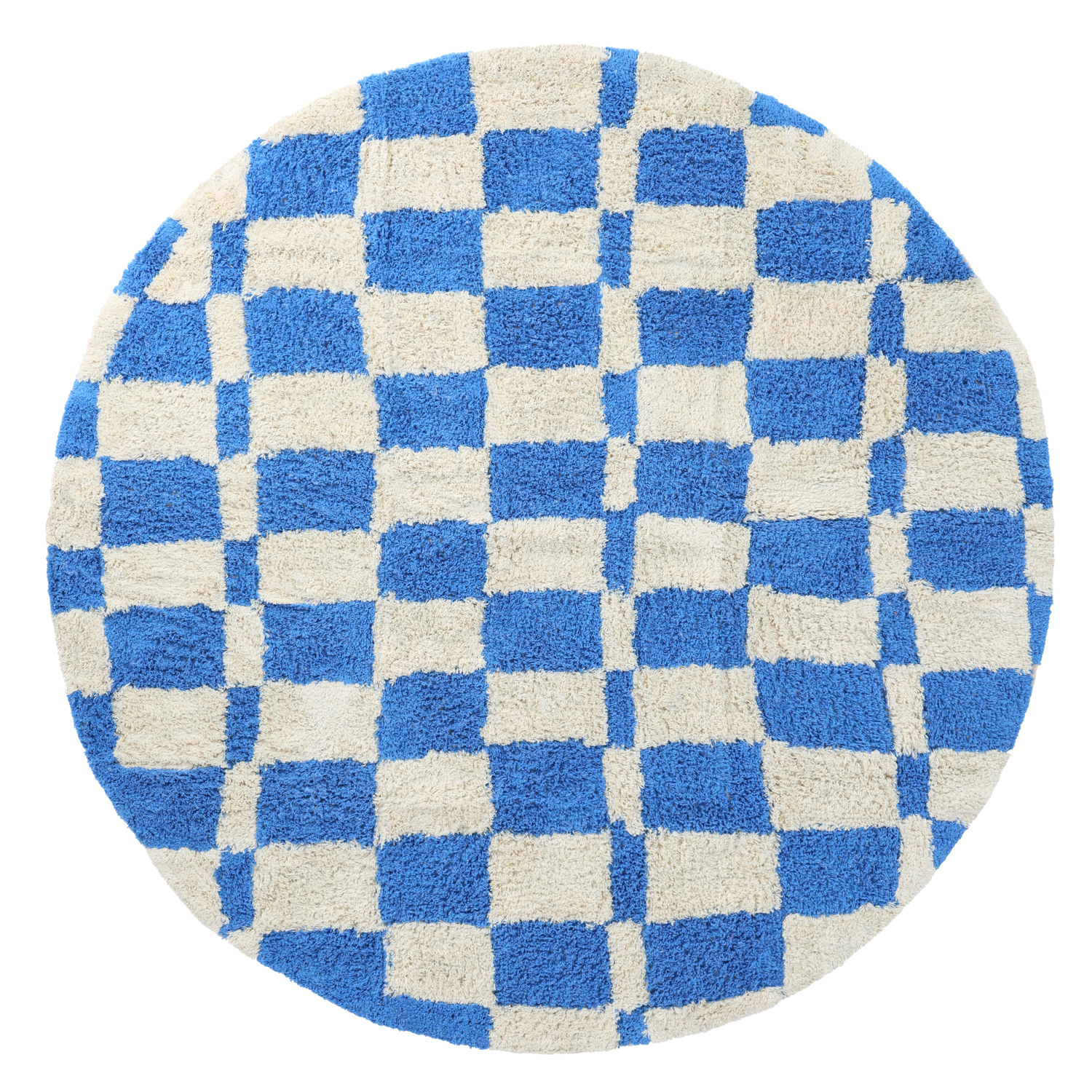 Rund matta - Maranello Natural Cotton Shaggy (blå) (Storlek: Ø 160 cm)