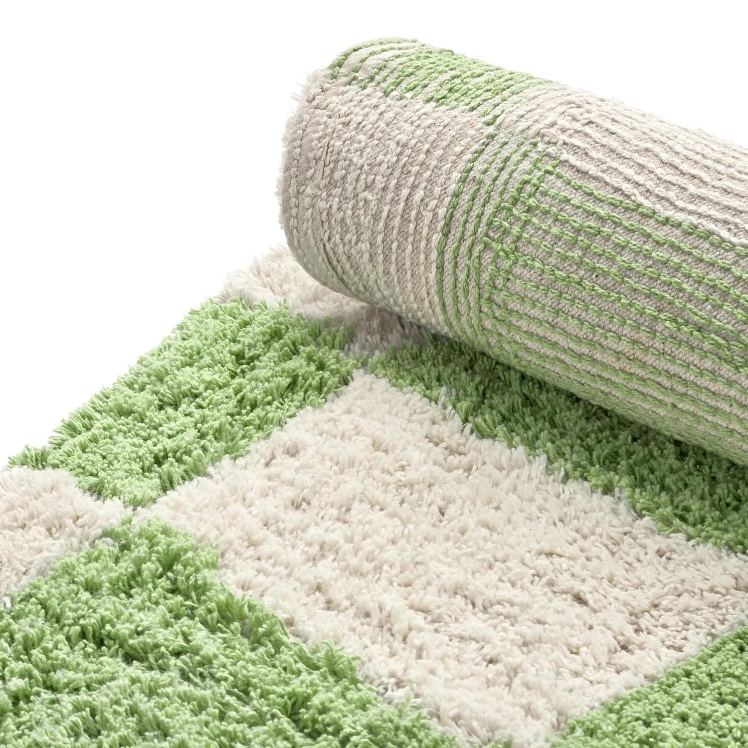Rund matta - Maranello Natural Cotton Shaggy (grön)